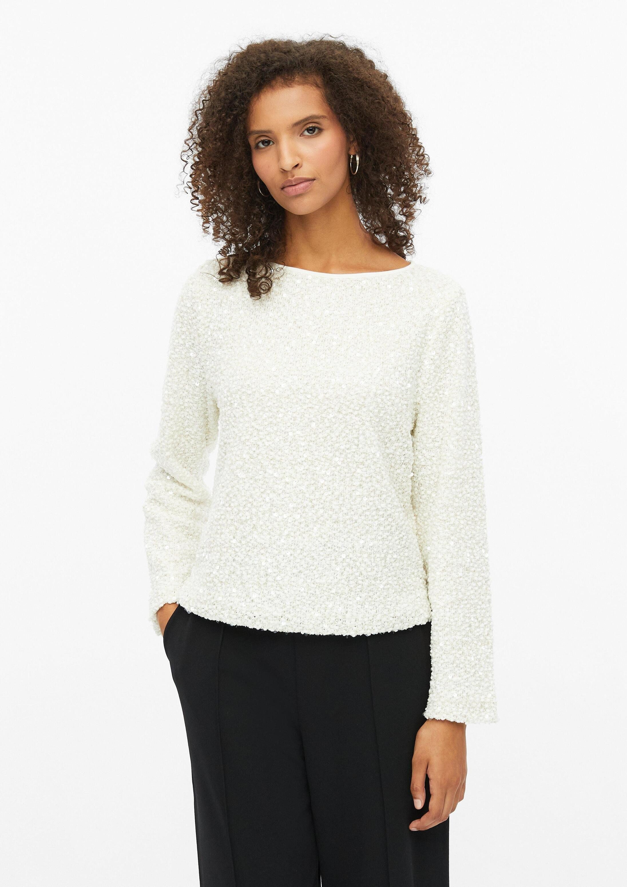 s.Oliver Longpullover Strickpullover Pullover mit Pailletten und Glitzergarn