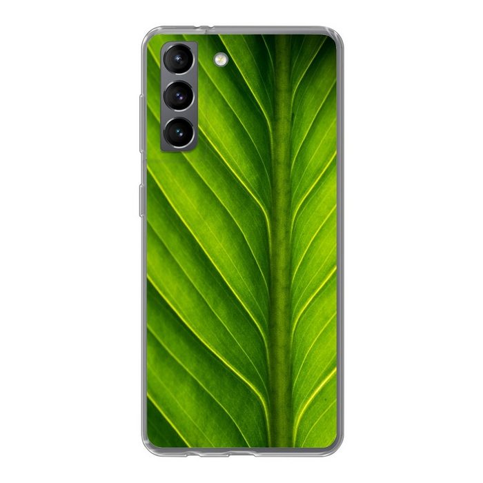 MuchoWow Handyhülle Foto eines hellgrünen botanischen Blattes Phone Case Handyhülle Samsung Galaxy S21 Silikon Schutzhülle