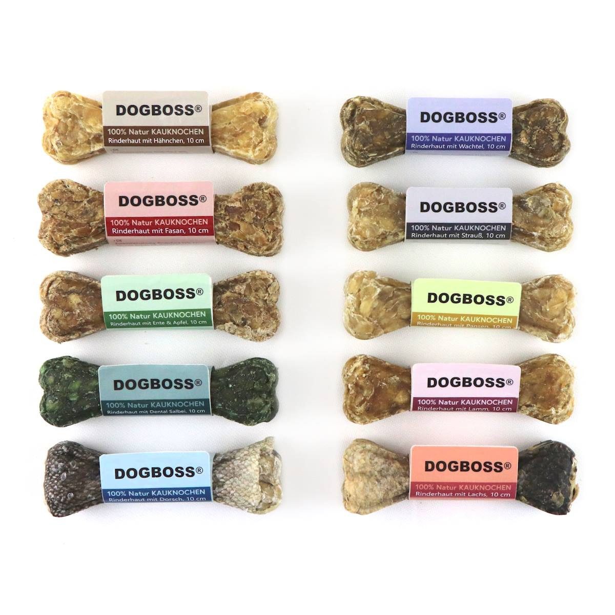 DOGBOSS DOGBOSS 100% Natur Mini-Kauknochen, hergestellt in EU 10er Probierset 10 cm, Snack für: Hunde