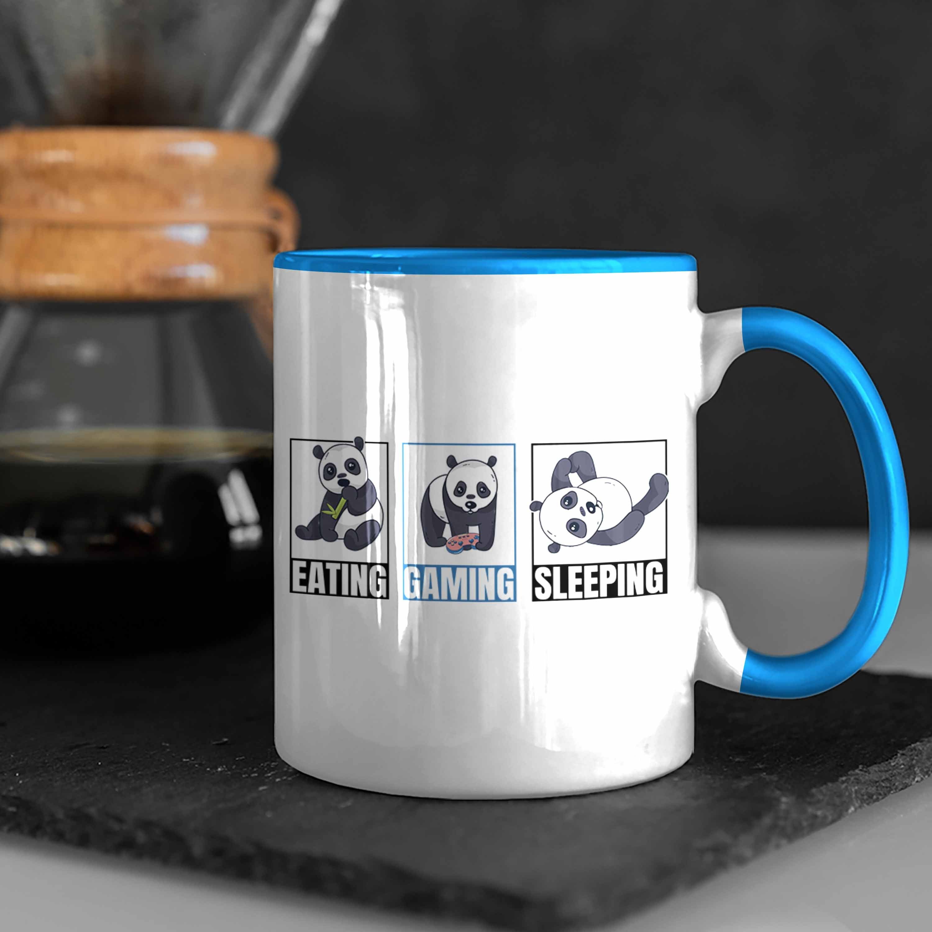 Panda Tasse Geschenkidee für - Gamer Trendation Blau Trendation Zocker Lustige Gaming Jungs Geschenk Tasse