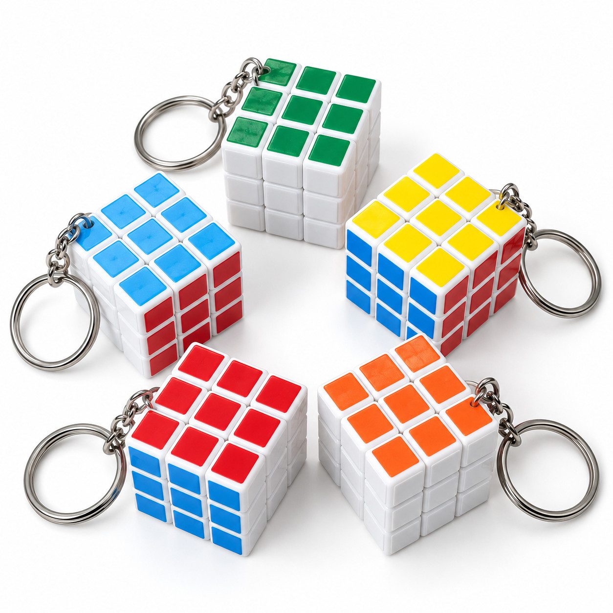 Bert Struis Schlüsselanhänger Schlüsselanhänger Kinder Mini Anhänger keychain Rubiks Cube 3 cm (Set, 1-tlg., Geschenk-Set), Kompakter 3D Würfel mit farbigen Puzzlefeldern