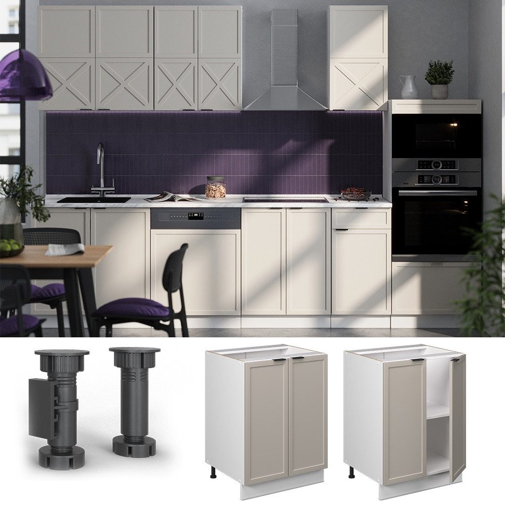 Vicco Unterschrank Fame-Line, GrauBeige/Weiß, 60 cm ohne Arbeitsplatte (1-St) – Bild 4 von 5
