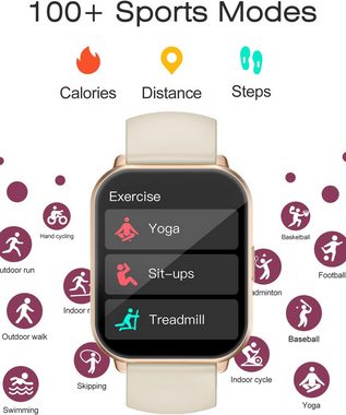 Cloudpoem Damen's und Herren's IP68 Wasserdicht Activity & Fitness-Tracker Smartwatch (1,85 Zoll, Android/iOS), mit SpO2-Überwachung Puls Schlafmonitor Schrittzähler 24 Trainingsmodi