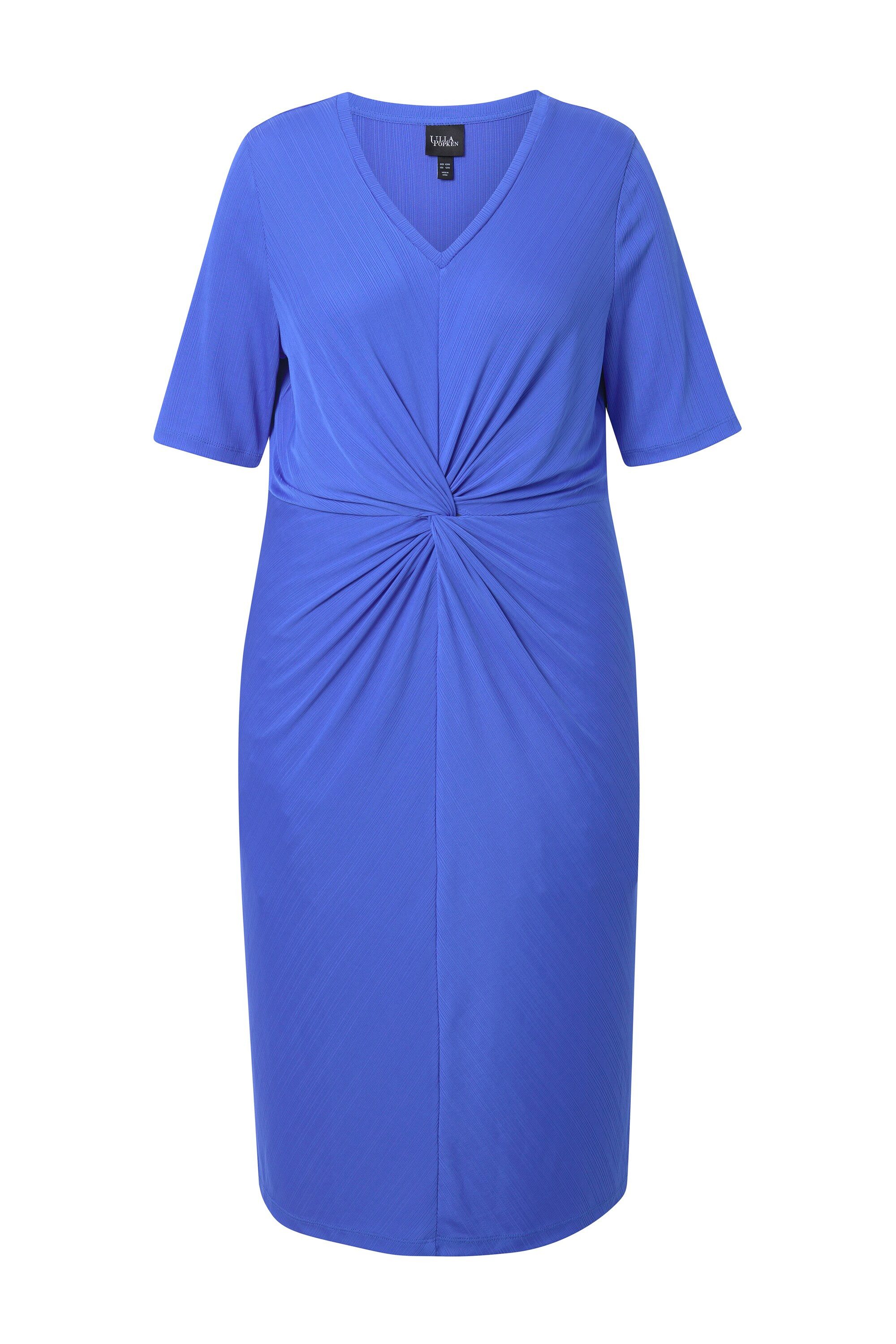 Ulla Popken Jerseykleid Jerseykleid drapiert V-Ausschnitt günstig online kaufen