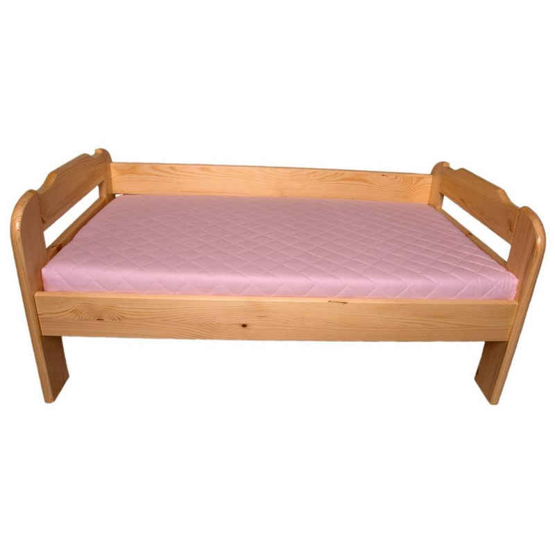 acerto® Kinderbett acerto® Massives Kiefernholz Kinderbett 70x140cm Matratze rosa, Ideal geeignet für Kinder bis 14 Jahren