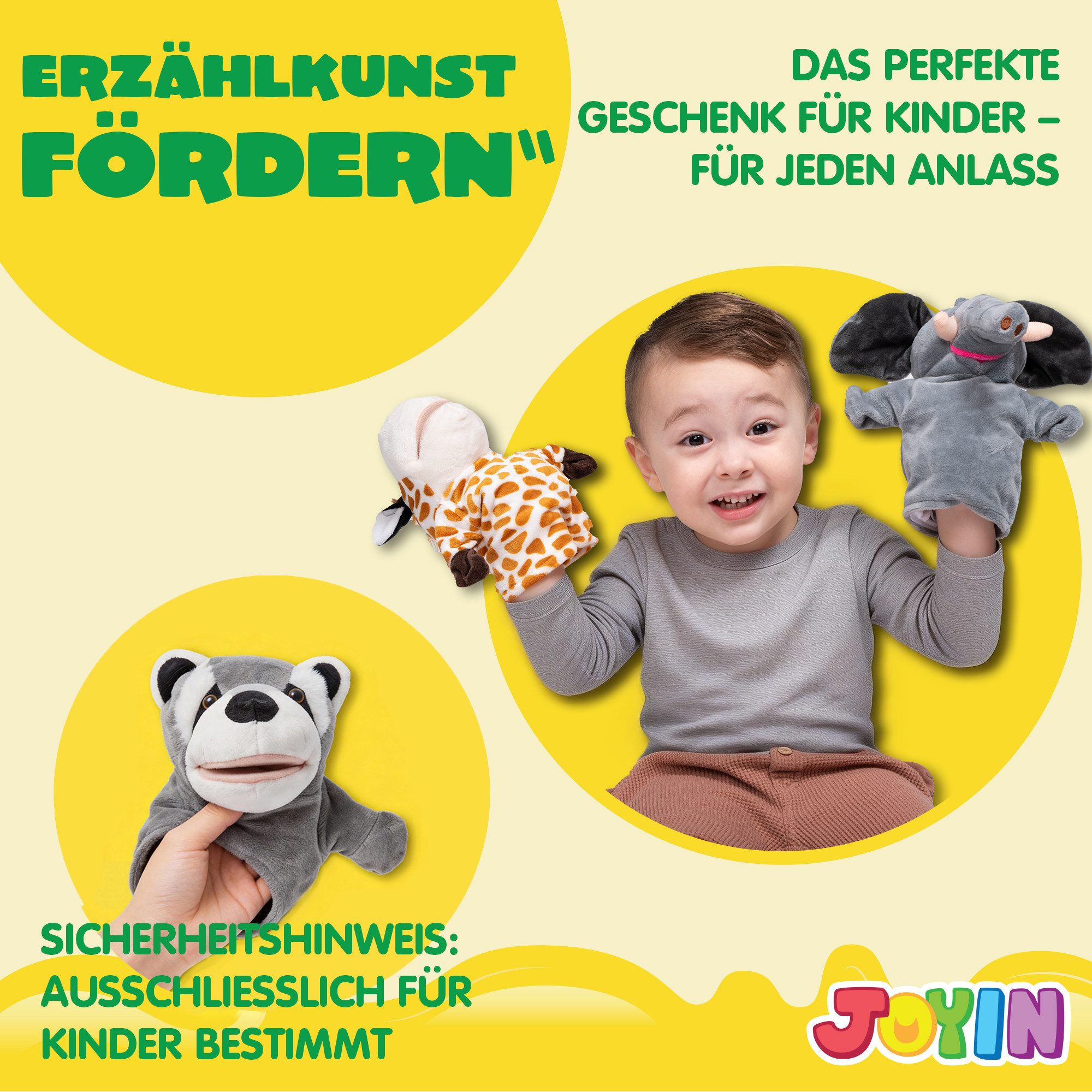 JOYIN Handpuppe JOYIN 6 Stück Tier Handpuppen Spielzeug Set für Kinder