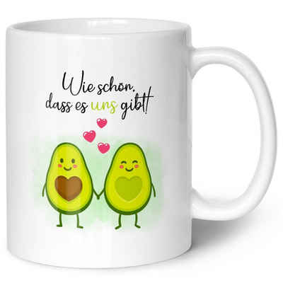 GRAVURZEILE Tasse mit Spruch - Avocado Love - Geschenk für Paare, Keramik, Farbe: Weiß