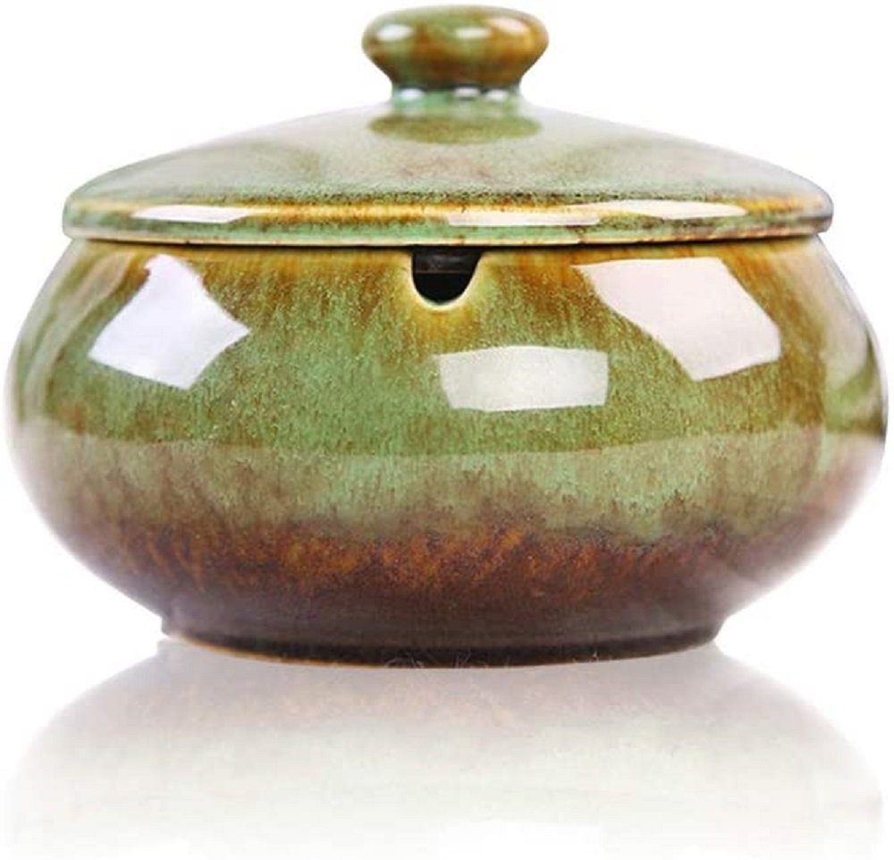 Keramik-Aschenbecher Mit Deckel – Winddicht, Geruchshemmend, 11x11x8 Cm – Für Terrasse, Balkon, Büro
