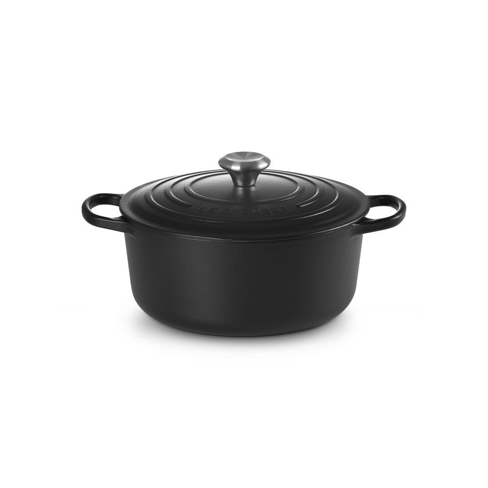 LE CREUSET Bräter LeCreuset Bräter rund 26cm Emaille, Auswahl Schwarz, Gußeisen