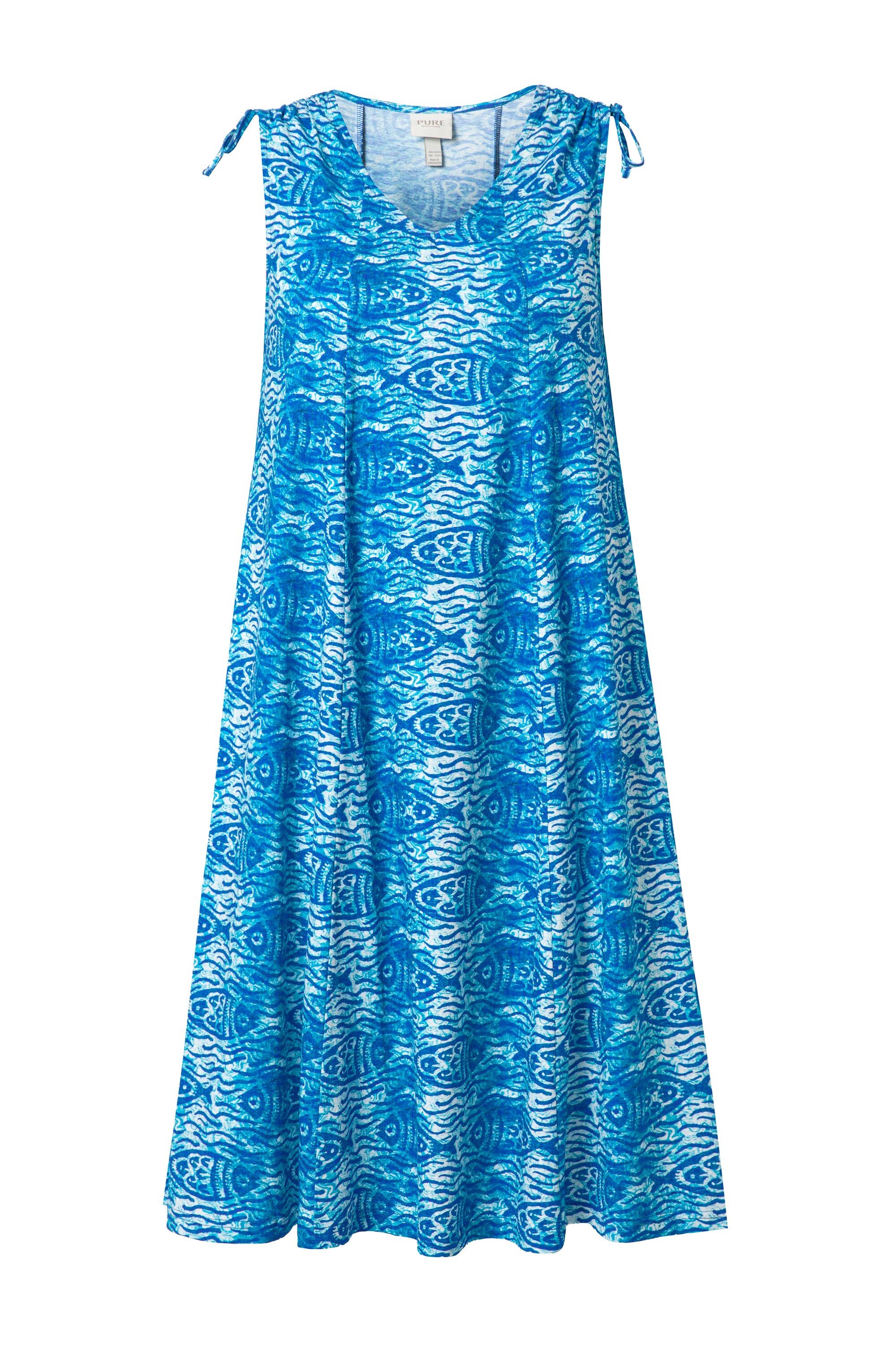 Jerseykleid Midikleid Fische V-Ausschnitt ärmellos
