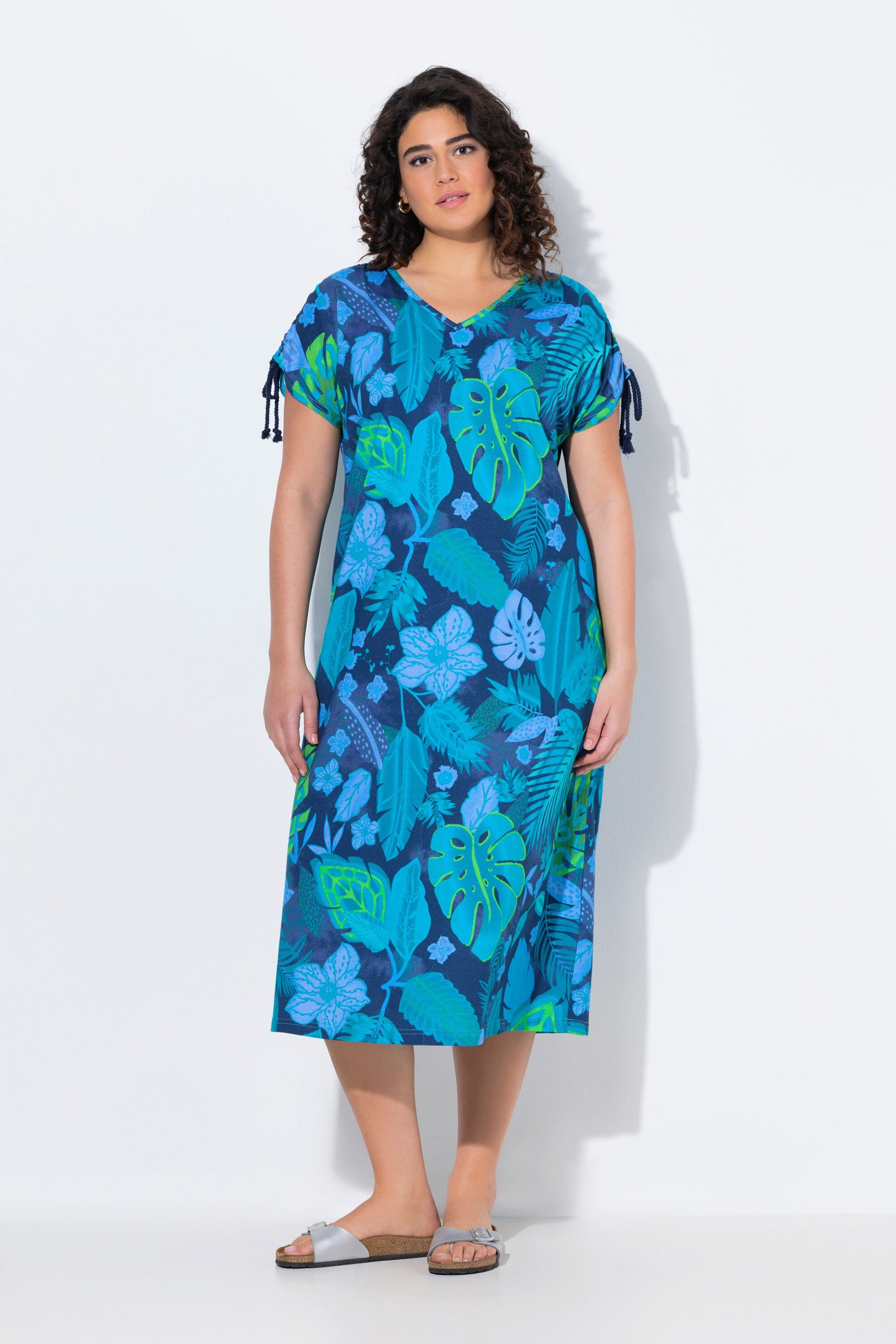 Ulla Popken Jerseykleid Jersey-Midikleid Blüten A-Linie günstig online kaufen