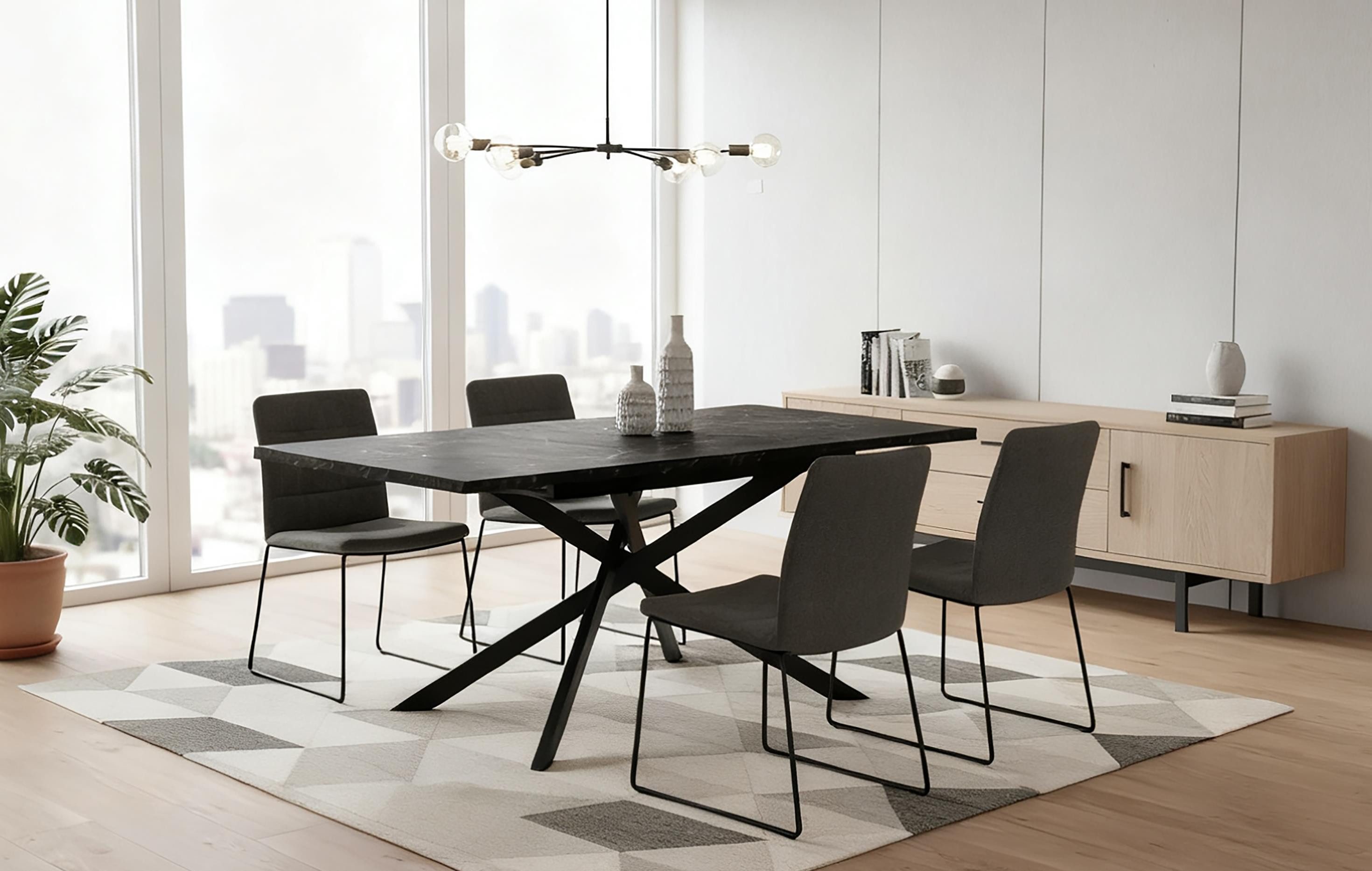 B&D home Esstisch LARS, Metallgestell schwarz oder weiß, ausziehbar 120-160cm, 4-6 Personen