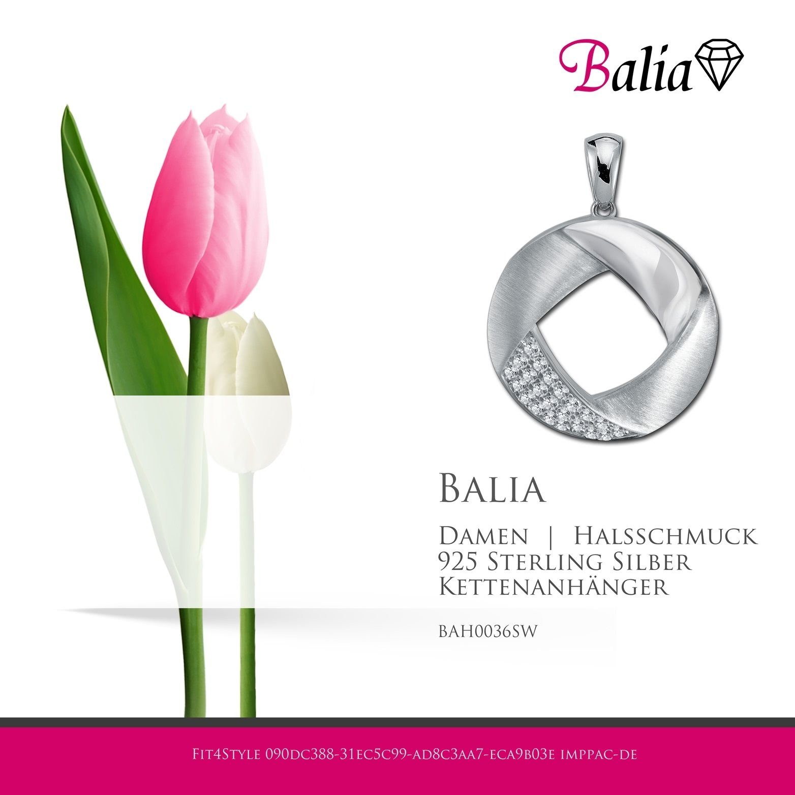 Balia Kettenanhänger Balia Kettenanhänger für Sterling ca. Silber 2,7cm, 925 925, (Rund) Damen Kettenanhänger
