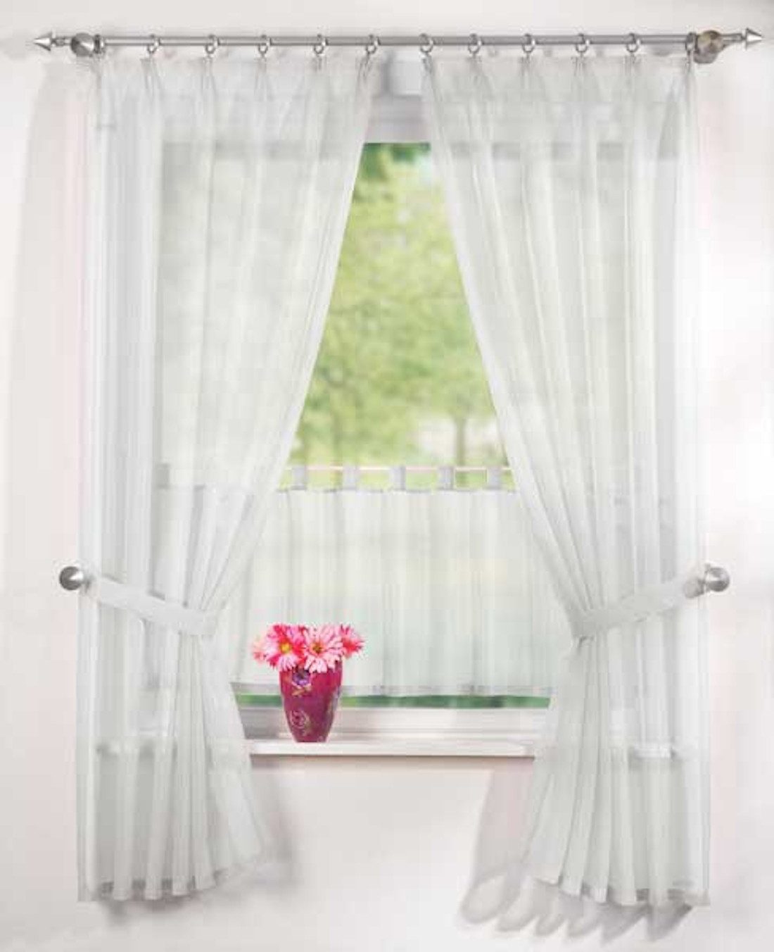 Fuchs Versand 24/7 Schiebegardine 5tlg. Gardinen Set Uni transparent in wei günstig online kaufen