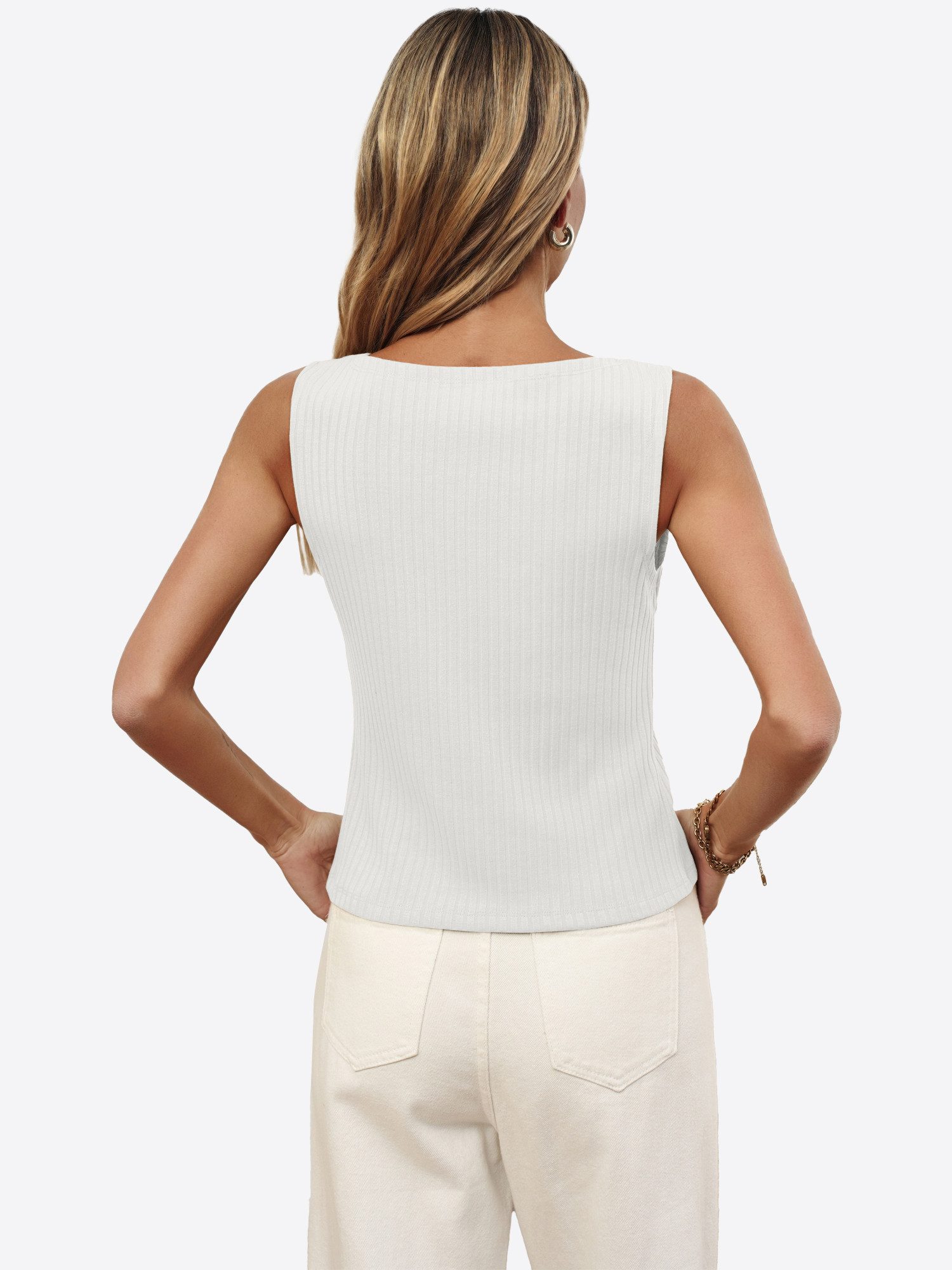 Imily Bela Strickweste Damen Gerippte Westen mit Knopfleiste (Packung, 1-tlg., 1per-Pack) einfarbig