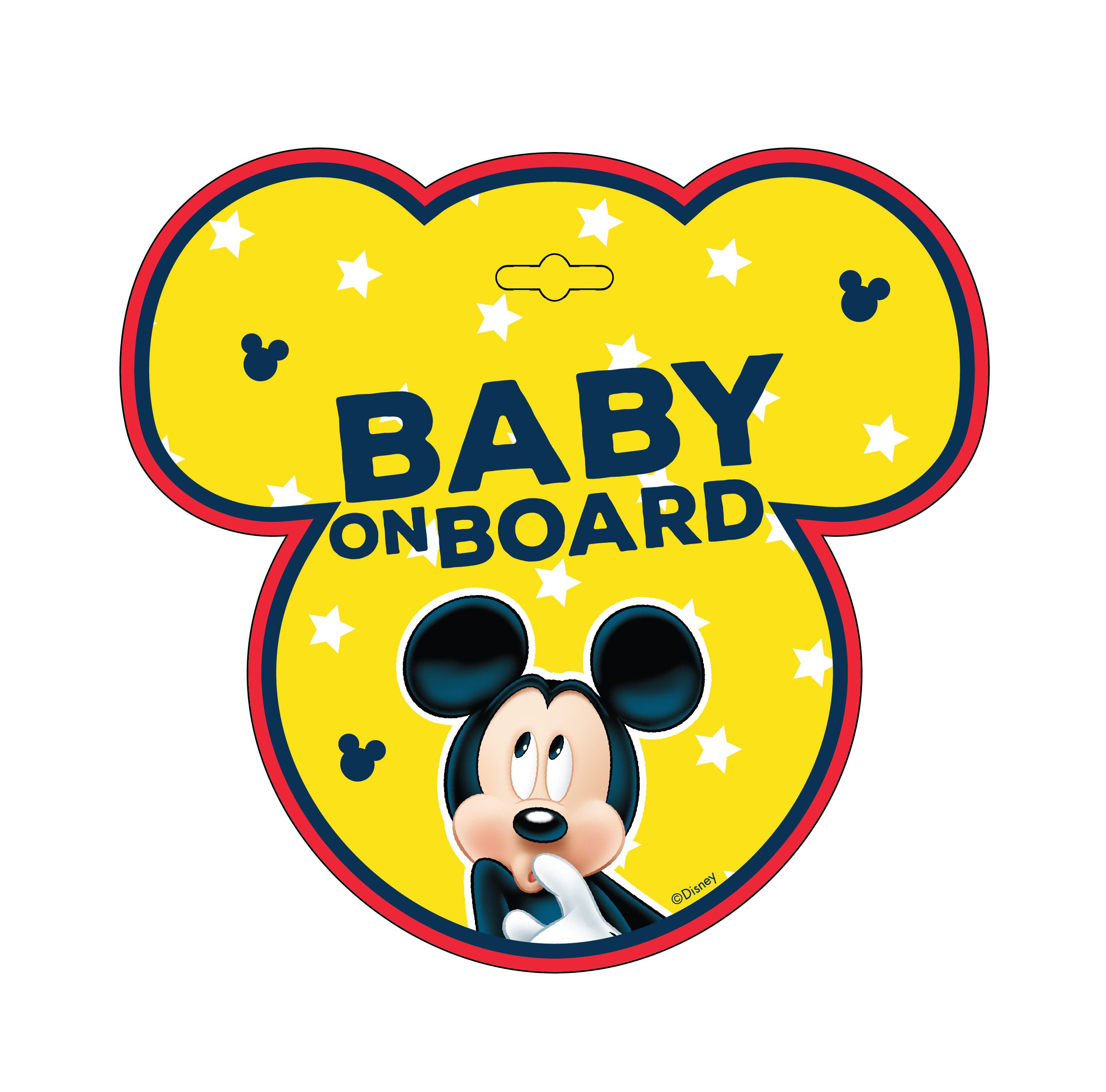 Disney Mickey Mouse Warnschild Baby on Board Schild Auto mit Saugnapf Hinweis Schild fürs Fenster
