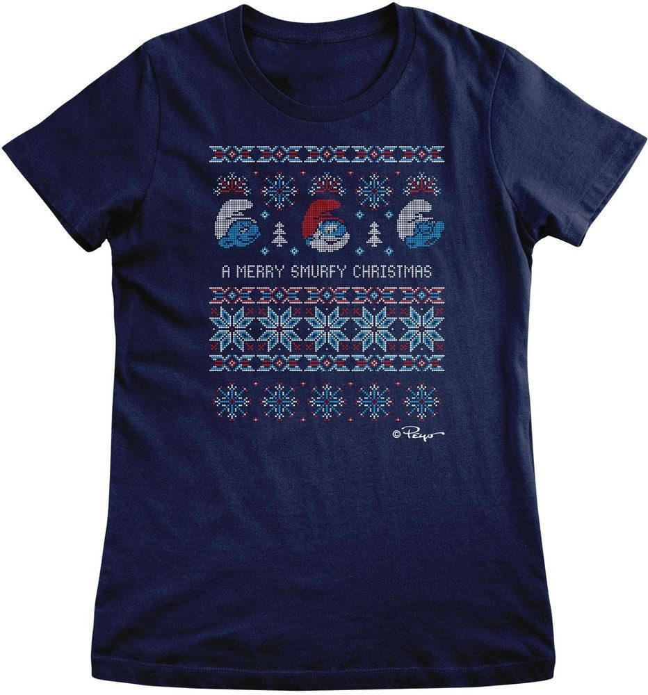 Die Schlümpfe T-Shirt A Merry Smurfy Christmas Girly Tee