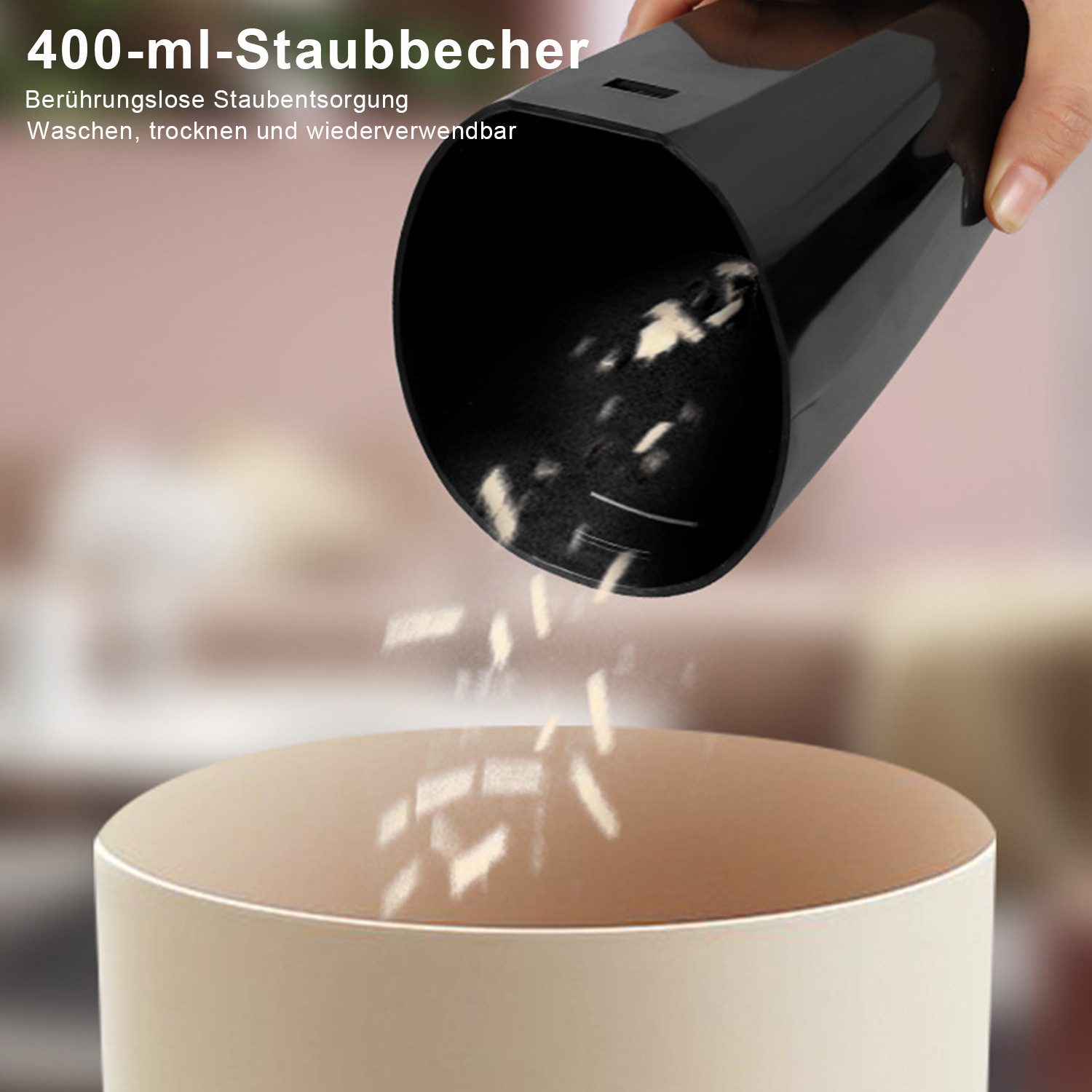 REDOM Akku-Bodenstaubsauger tragbar Handstaubsauger Nass Trocken Sauger, 120,00 W, Beutellos, 8000Pa mit HEPA Edelstahlfilter 7500mAh Akku 20Min Laufzeit