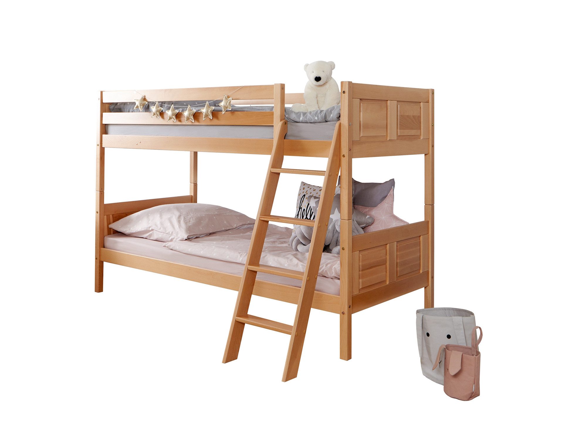 Ticaa Etagenbett Etagenbett "Erni" Country Buche Natur