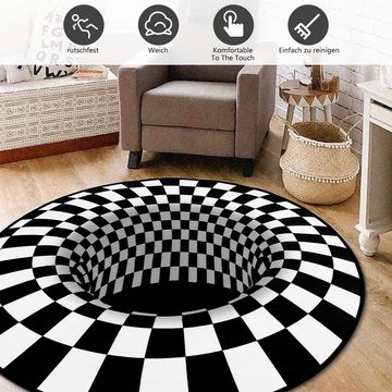 Teppich 3D-Stereo-Illusion-Vortex-Teppich, Durchmesser 120 cm, TWSOUL