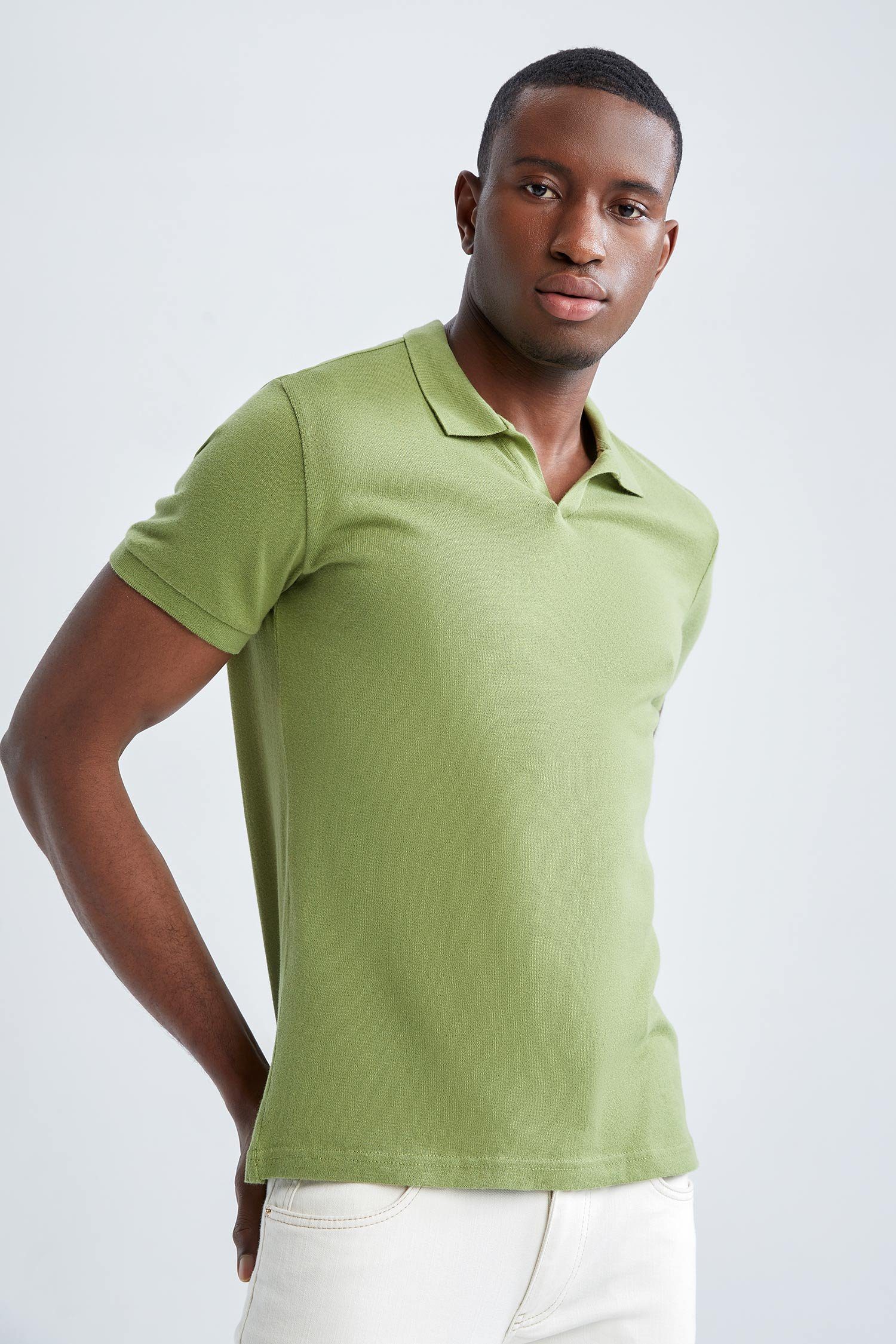 Kurzarm T-Shirt DeFacto SLIM Polo Poloshirt FIT Strick Herren
