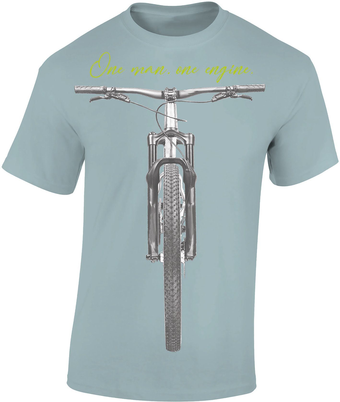 Baddery Print-Shirt Fahrrad T-Shirt : One Man One Engine - Sport Tshirts Herren, hochwertiger Siebdruck, auch Übergrößen, aus Baumwolle