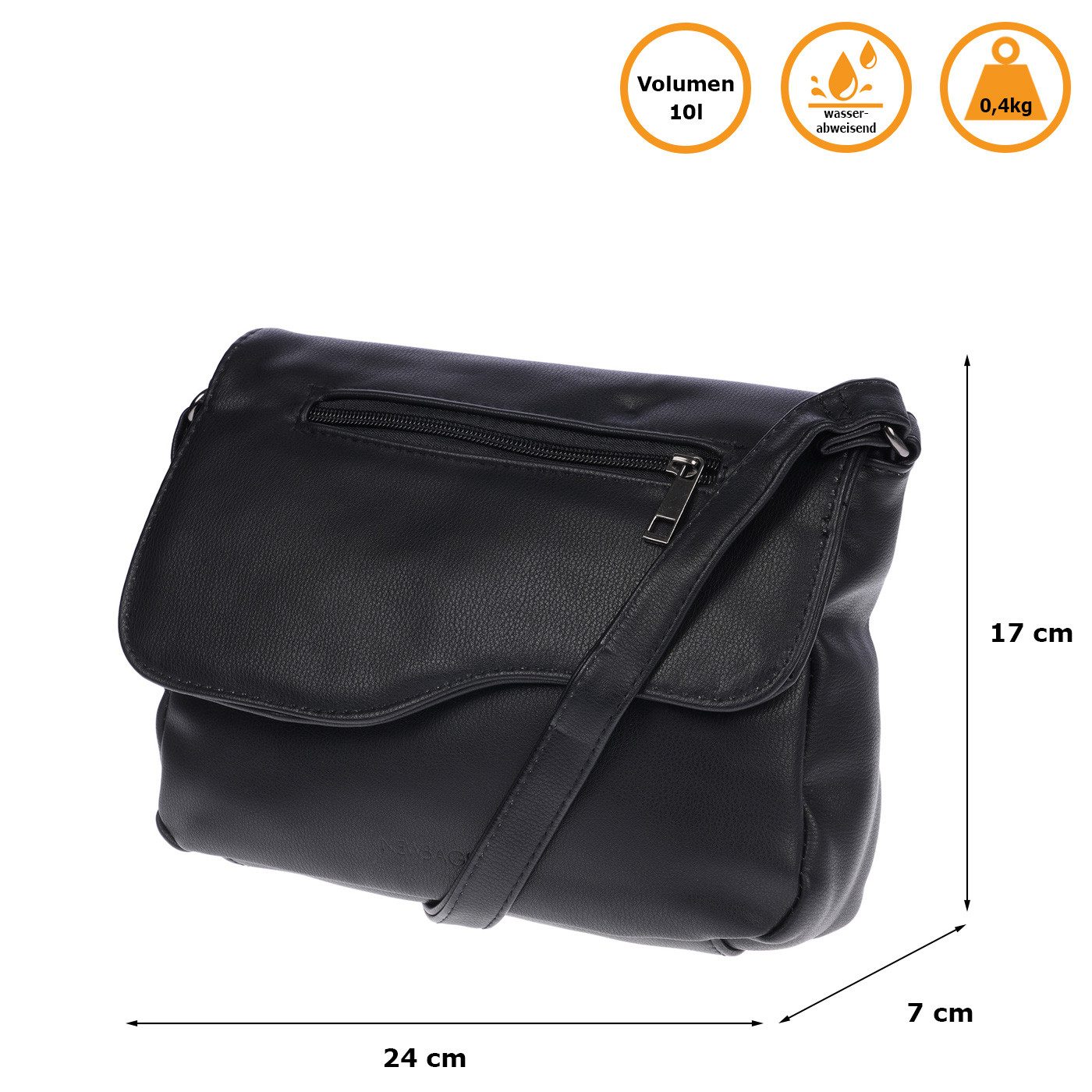 Christian Wippermann Umhängetasche Große Damen Tasche Schultertasche Umhängetasche Crossover Bag Leder (einzeln), Crossover Bag Leder Optik Handtasche Überschlag