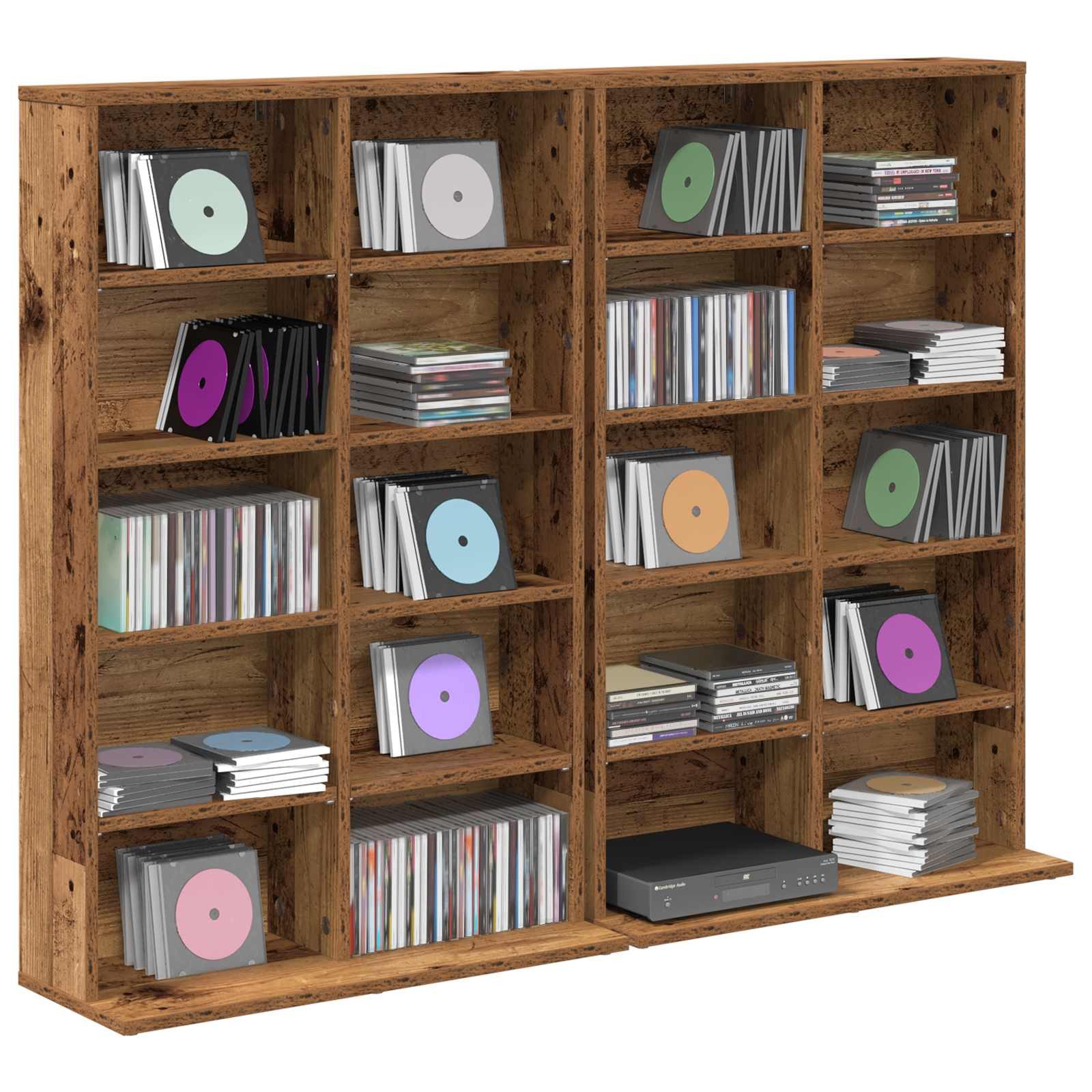vidaXL Schranksystem CD Regal 2 Stk. Altholz 65 x 23,5 x 97,5 cm Holzwerkstoff (2-St)