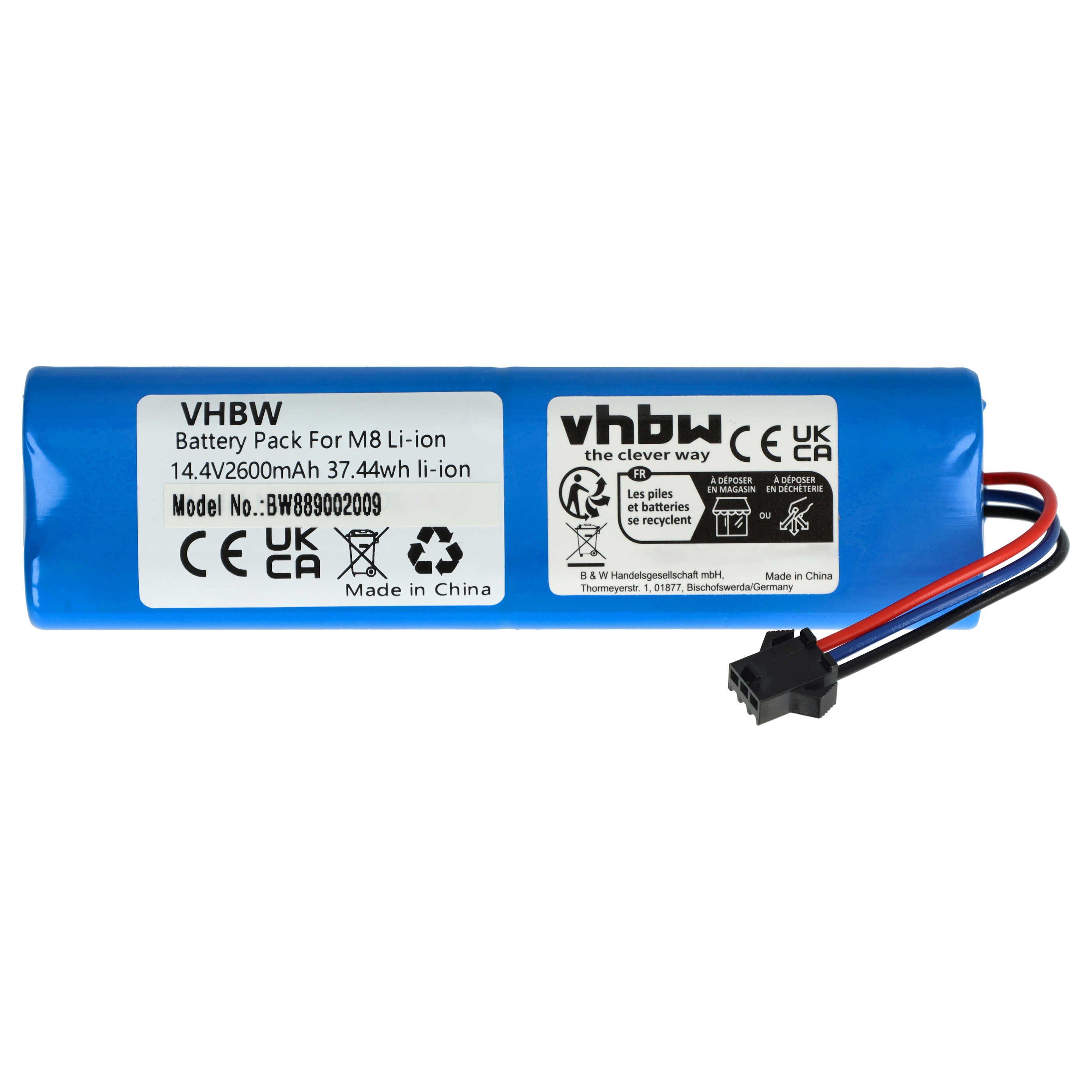 vhbw Akku passend für Imou Auto-Vazio Saugroboter (2600 mAh, 14,4 V, Staubsauger-Akku Akku Li-Ion 2600 mAh (14,4 V, 1 St), Leistungsfähiger Austausch-Akku für Ihren Saugroboter