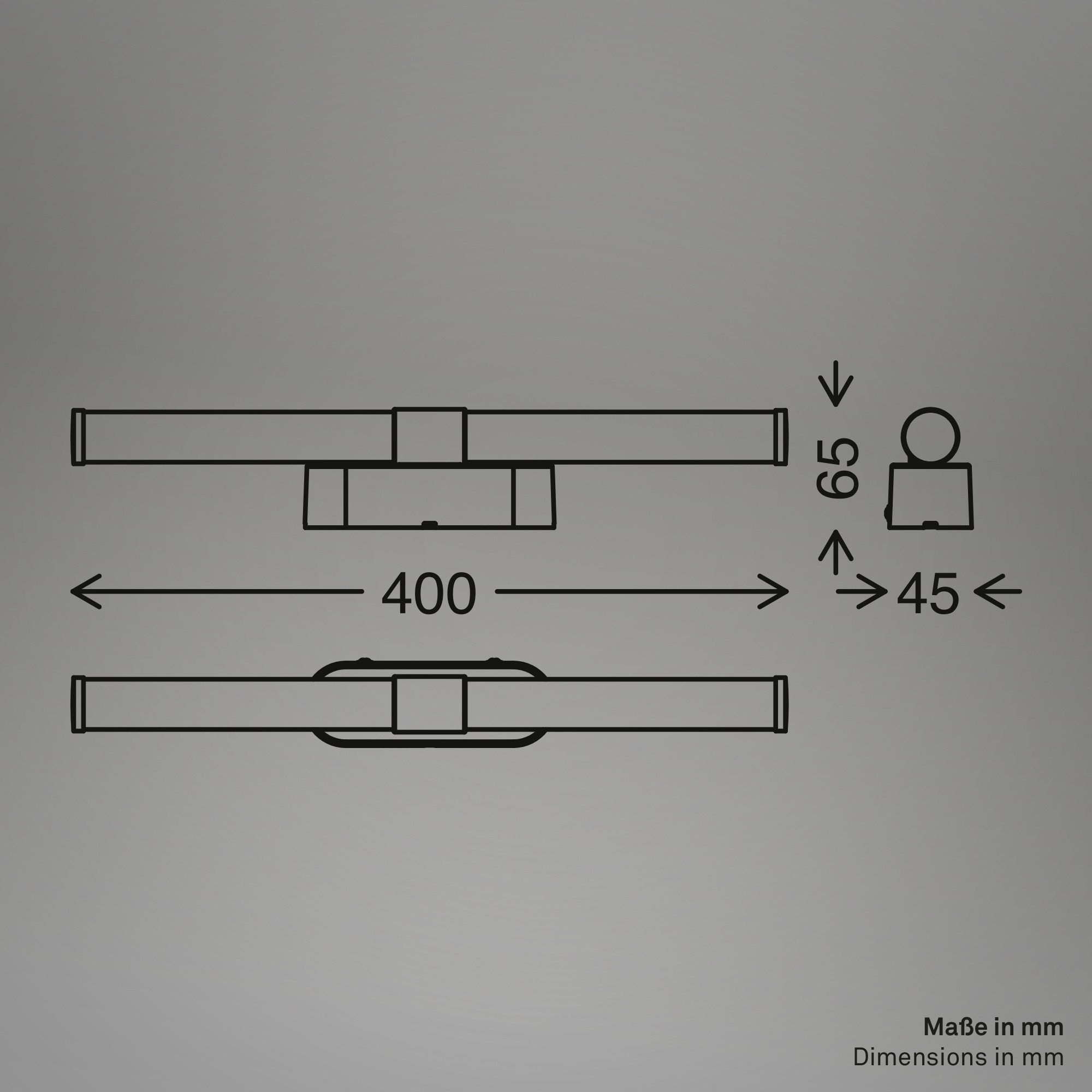 Briloner Leuchten LED Spiegelleuchte Wandleuchte RUNT Badlampe Spiegel IP44 Badezimmer, LED fest integriert, 4000K, LED Schminklicht Bad Schwarz-Holzfarben 40 x 6,5 x 4,5 cm 7W Bad
