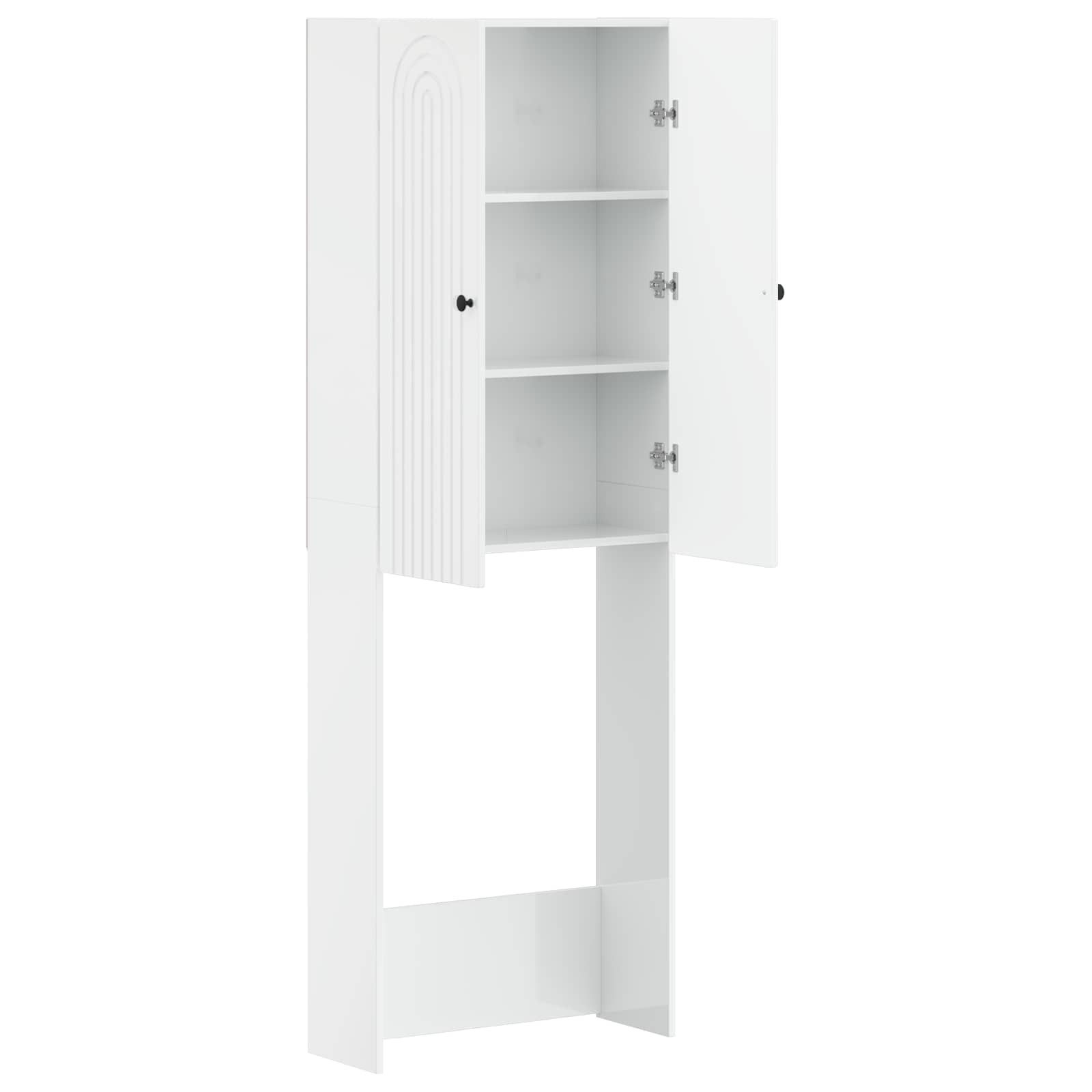 vidaXL Badezimmerspiegelschrank Toilettenschrank ALKMAAR Hochglanz Weiß 66 x 25,5 x 190 cm
