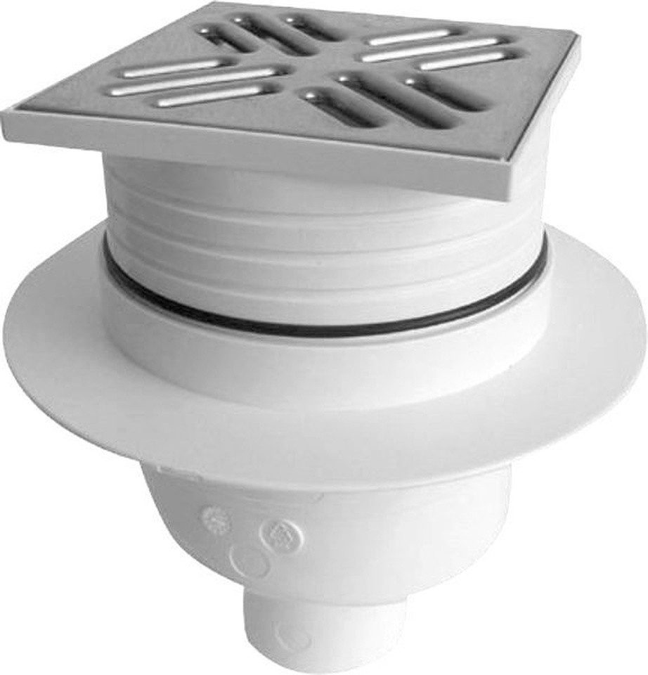 Bruckner Ablaufgarnitur Bodeneinlauf 105x105 gerader, DN50, polierter Edelstahl Bruckner-183-020-0