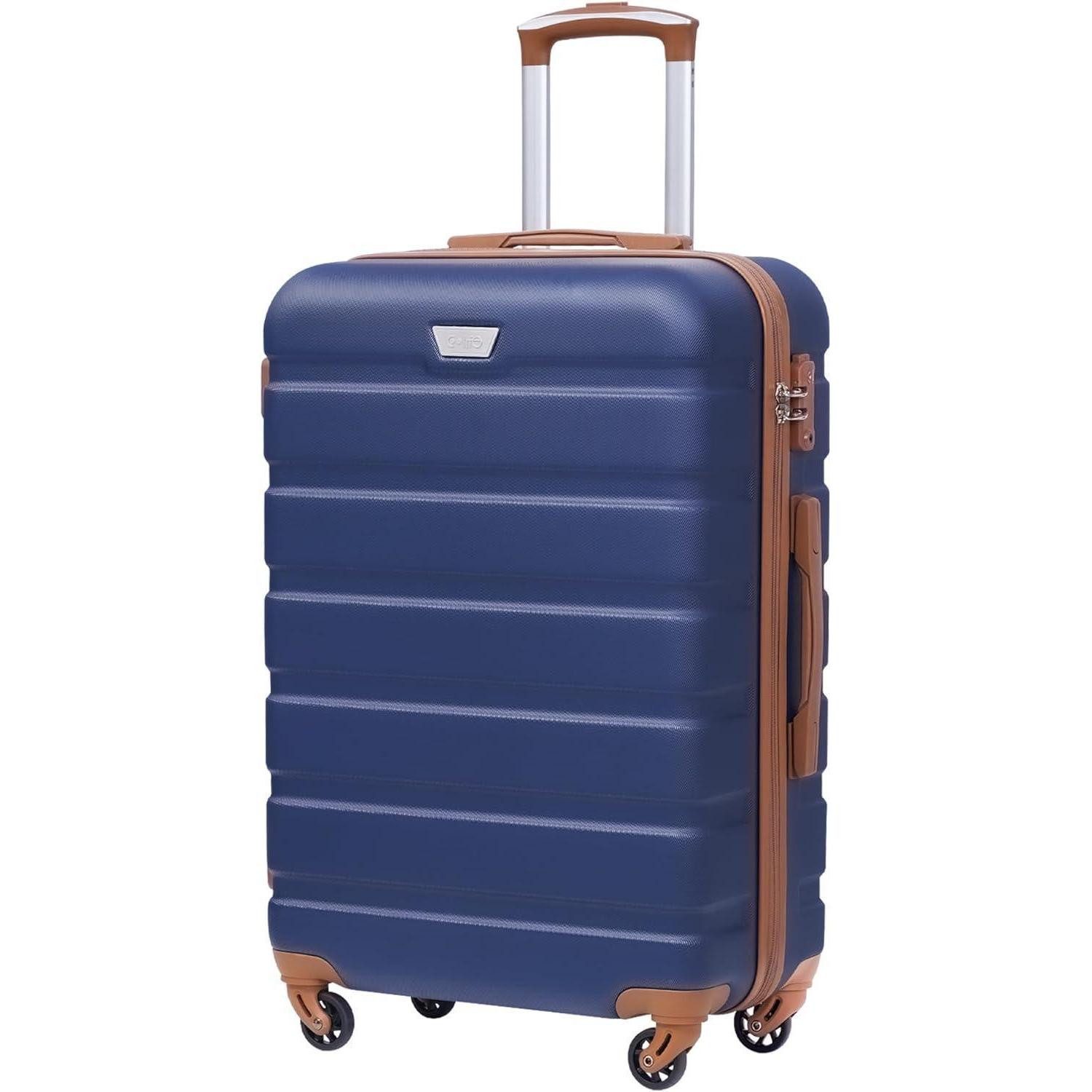 Kofferset Hartschalenkoffer Trolley TSA Schloss 4 Mittelgroßer Koffer Blau Braun