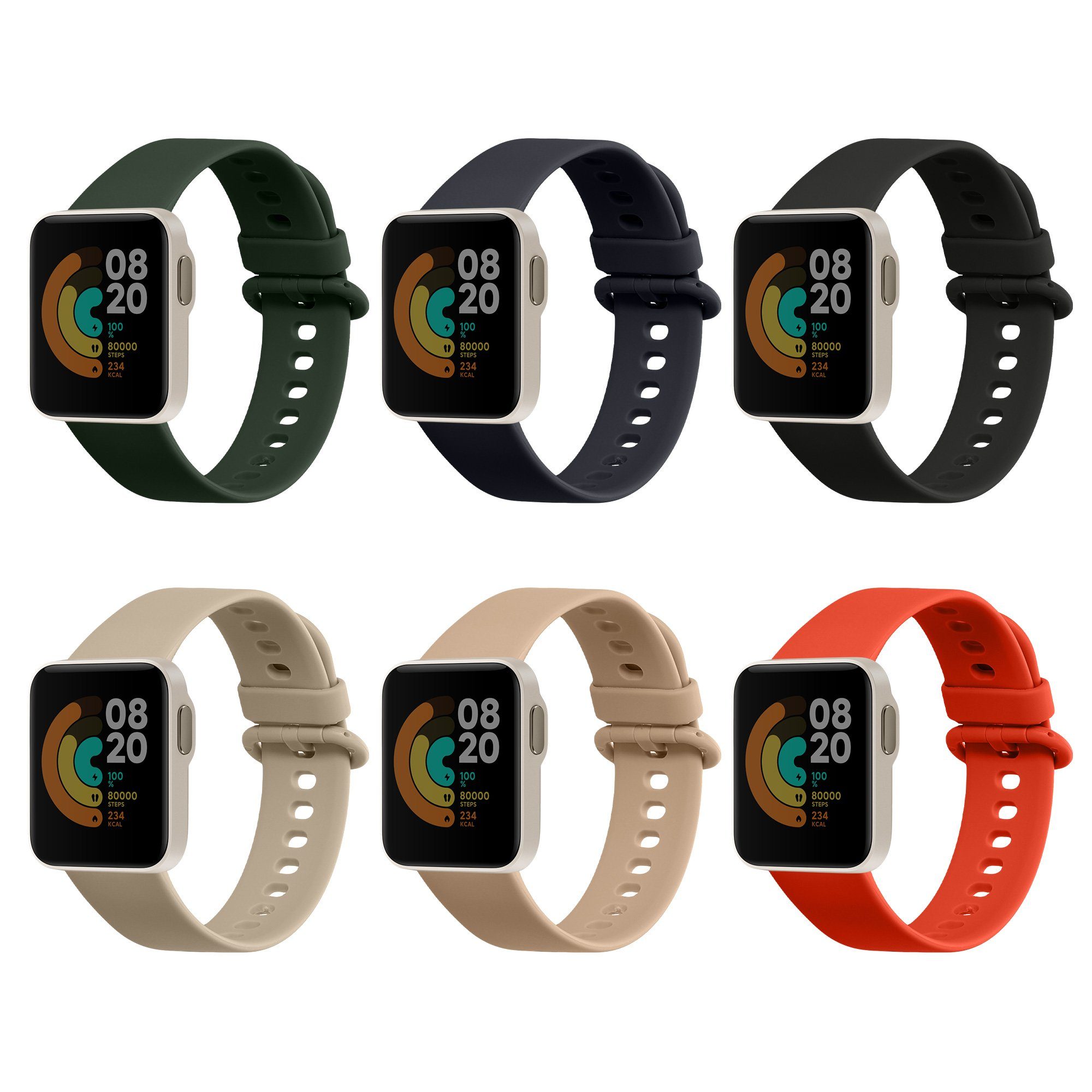 TPU Silikon Großes 6x Armband, Sportarmband verschiedene - Uhrenarmband Xiaomi für Armband 2 kwmobile Lite Set Watch Redmi Fitnesstracker Farben