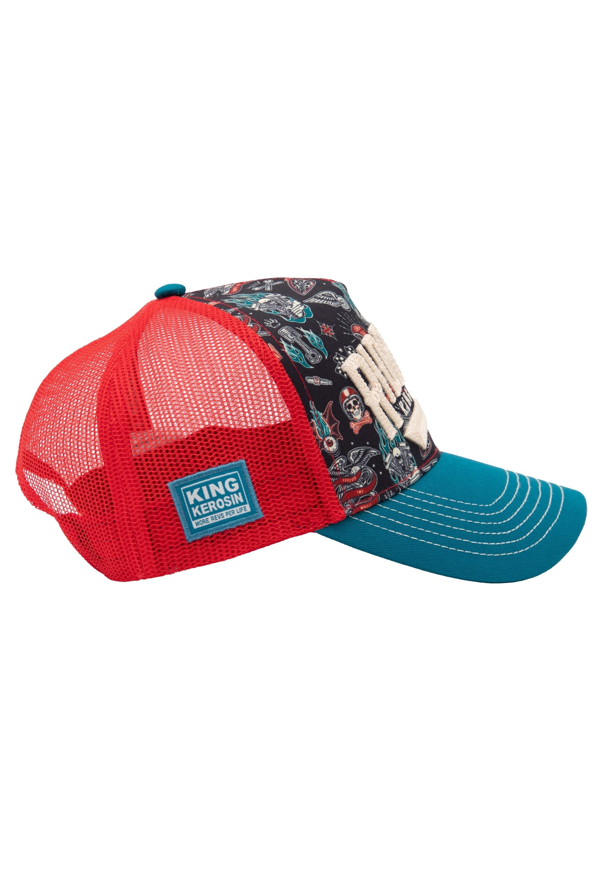 KingKerosin Trucker Cap Ride Hard (1-St) Front mit Allover-Print