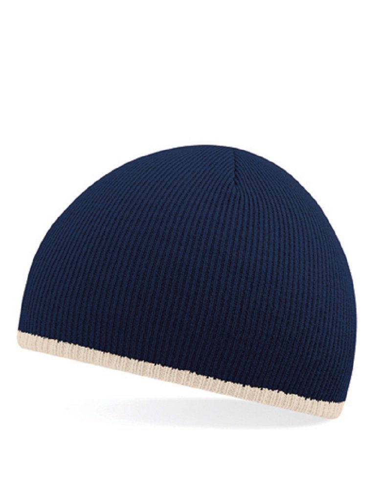 Beechfield® Beanie Herren Strickmütze Jersey-Mütze Wintermütze dunkelblau