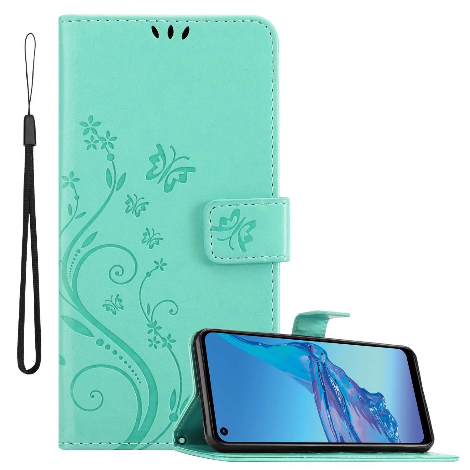 Cadorabo Handyhülle für Oppo A53s Hülle Oppo A53s, Hülle Schutzhülle Blumen Flower mit Standfunktion Kartenfach Magnet