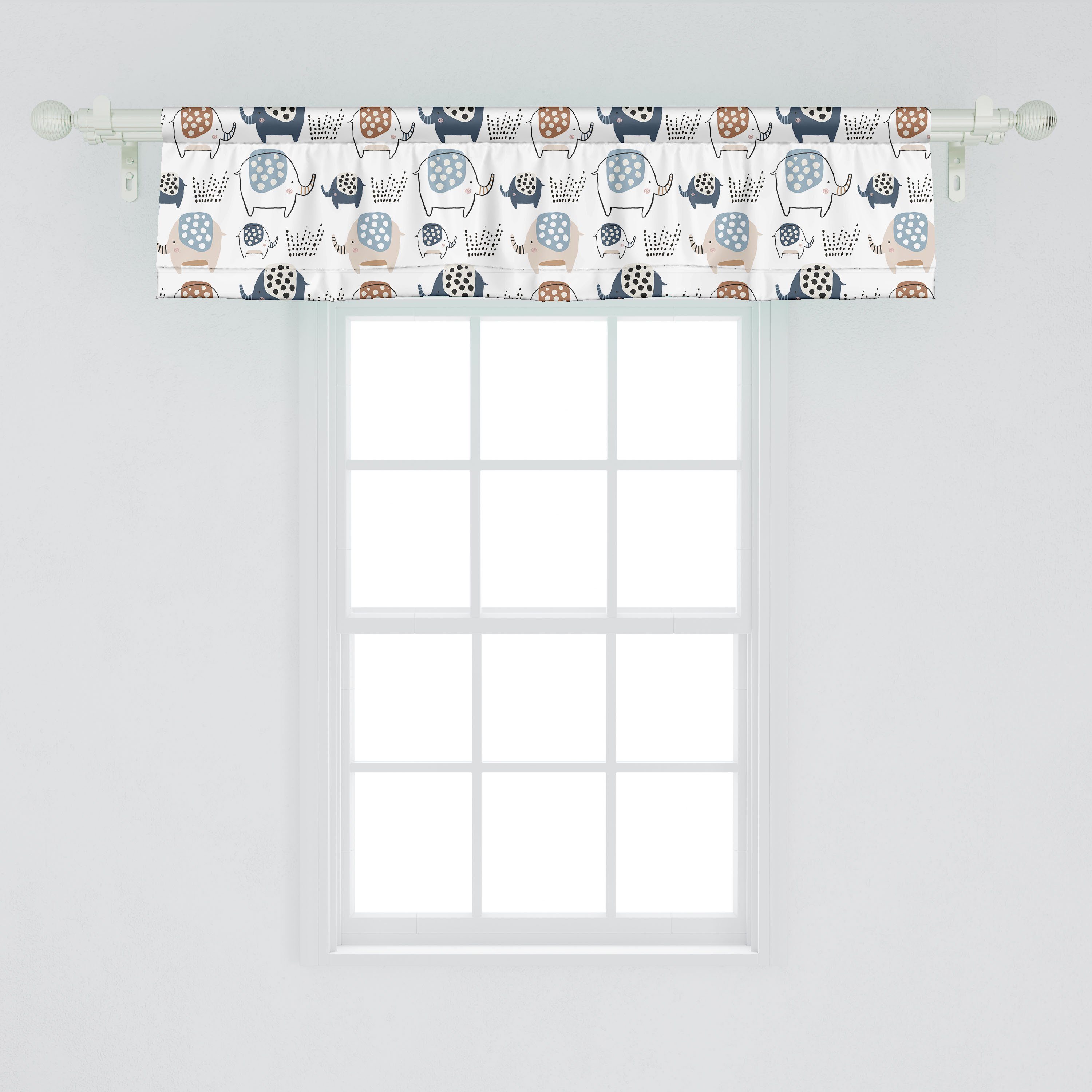 Vorhang mit Elephant Gepunktete Tiere Stangentasche, Schlafzimmer Scheibengardine Küche Dekor für Patterns Volant Microfaser, Abakuhaus,