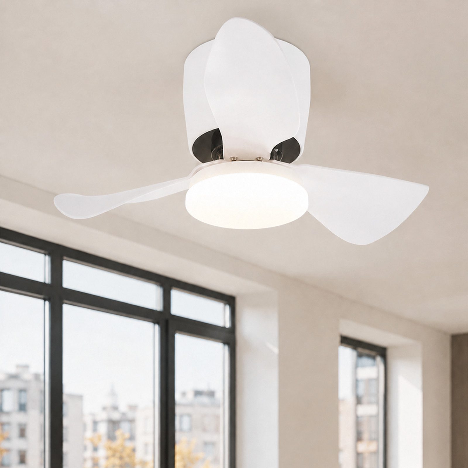 ZMH Deckenventilator Mit Beleuchtung Leise 70CM Dimmbar Deckenlampe 6-Gang Wohnzimmer, Modern 23W Weiß Lampe mit Ventilator Timer für Esszimmer