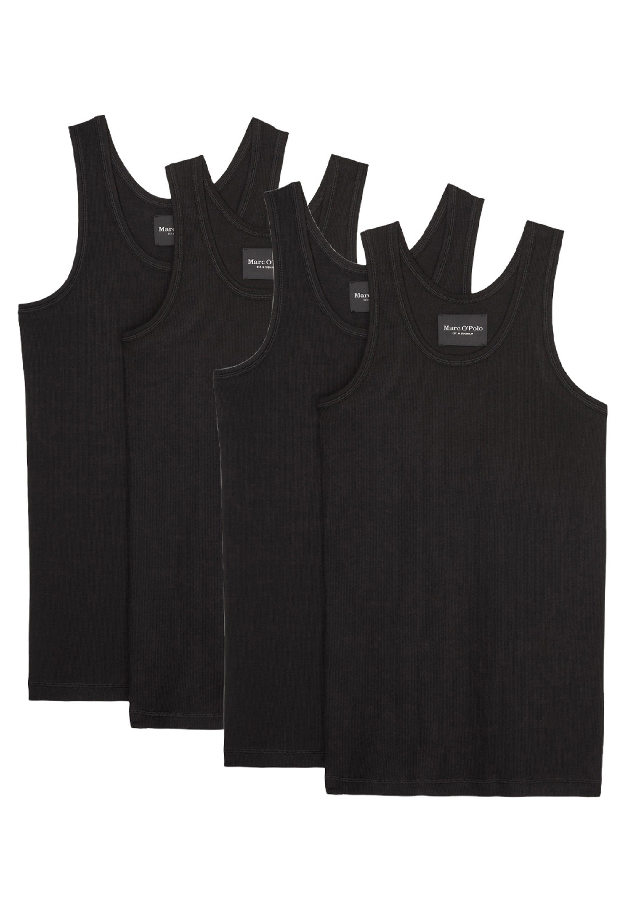 Marc O'Polo Unterhemd 4er Pack Iconic Rib Organic Cotton (Spar-Set, 4-St) Unterhemd / Tanktop - Baumwolle - Weiches und atmungsaktives Material Schwarz