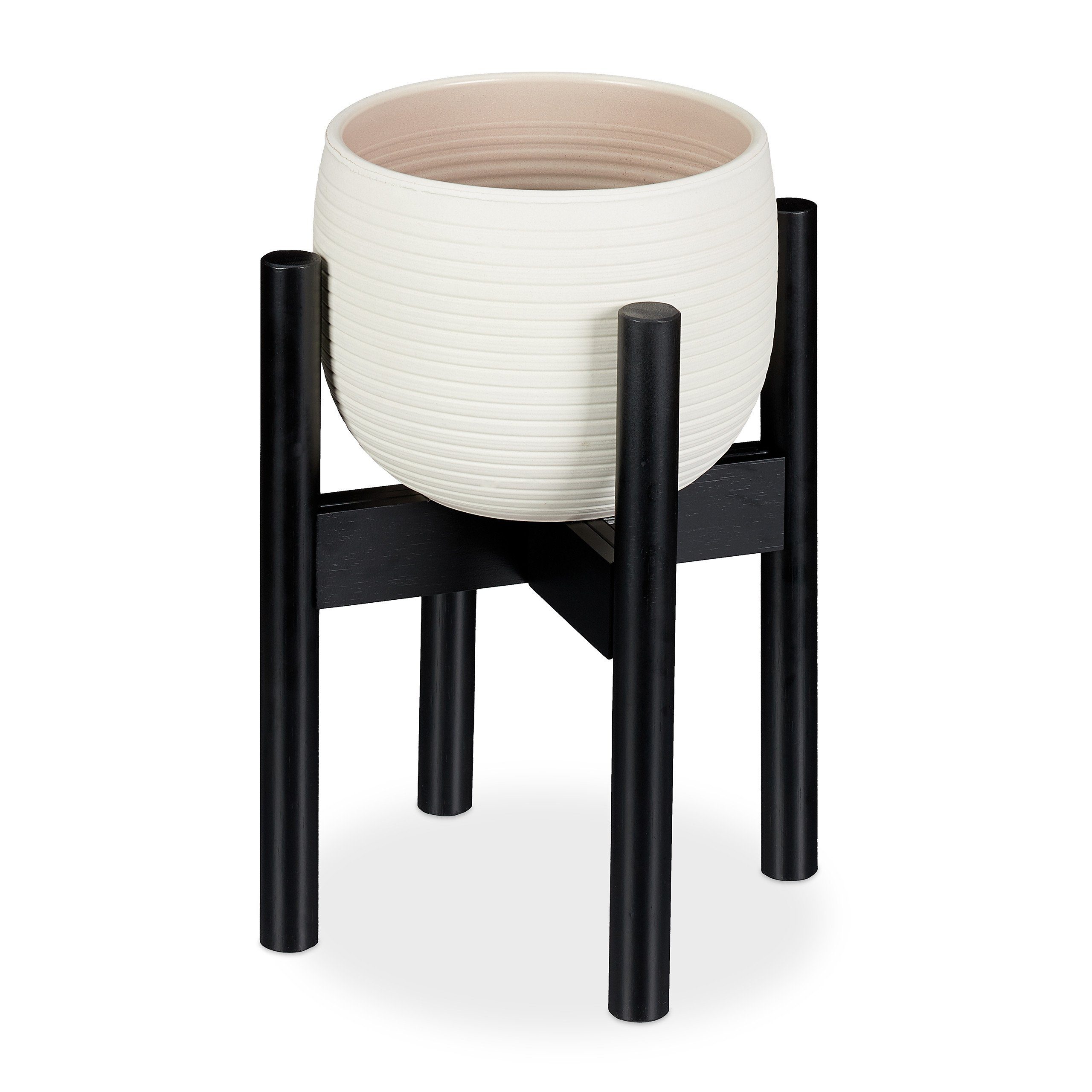 relaxdays Blumenständer Bambus verstellbar schwarz günstig online kaufen