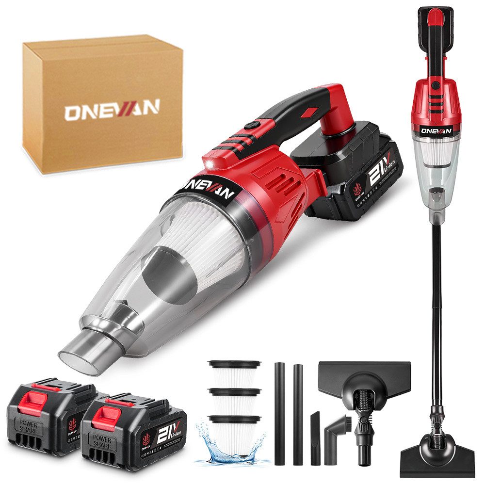 ONEVAN Akku-Handstaubsauger Akku Staubsauger 12000Pa für Tierhaare/Teppiche/Hartböden/Auto, 1500 W, beutellos, 4-in-1 Vacuum Cleaner Staubsauger Kabellos
