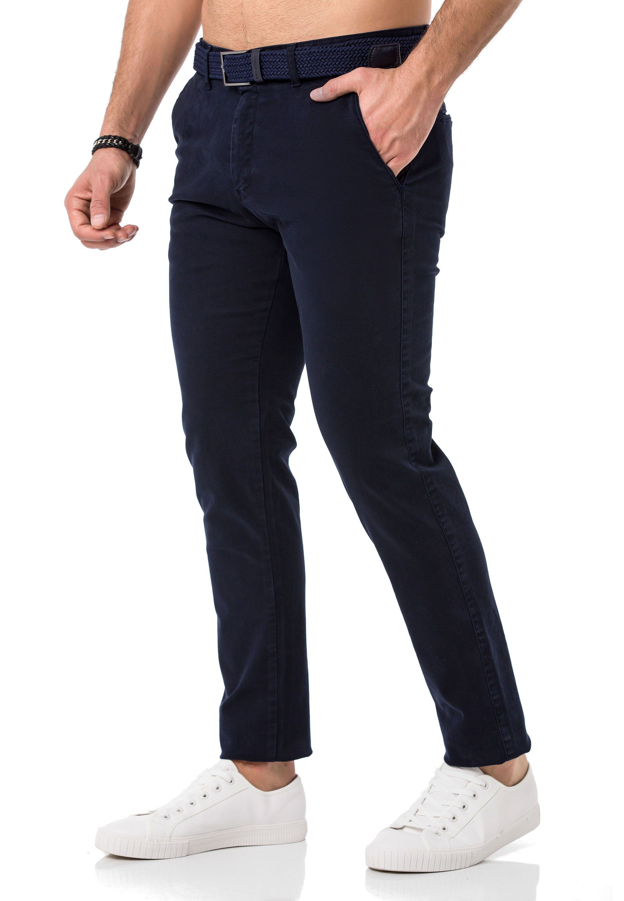 Chino Gürtel Pants Chinohose RedBridge Hose Navy mit Blau