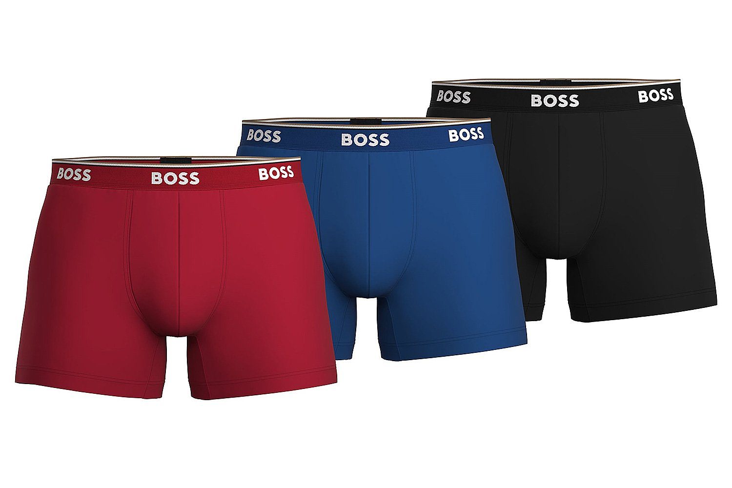 BOSS Boxer Brief 3P Power Herren Unterwäsche (Dreierpack, 3-St., 3er-Pack) figurbetonter Cyclist mit etwas längerem Bein im Dreierpack