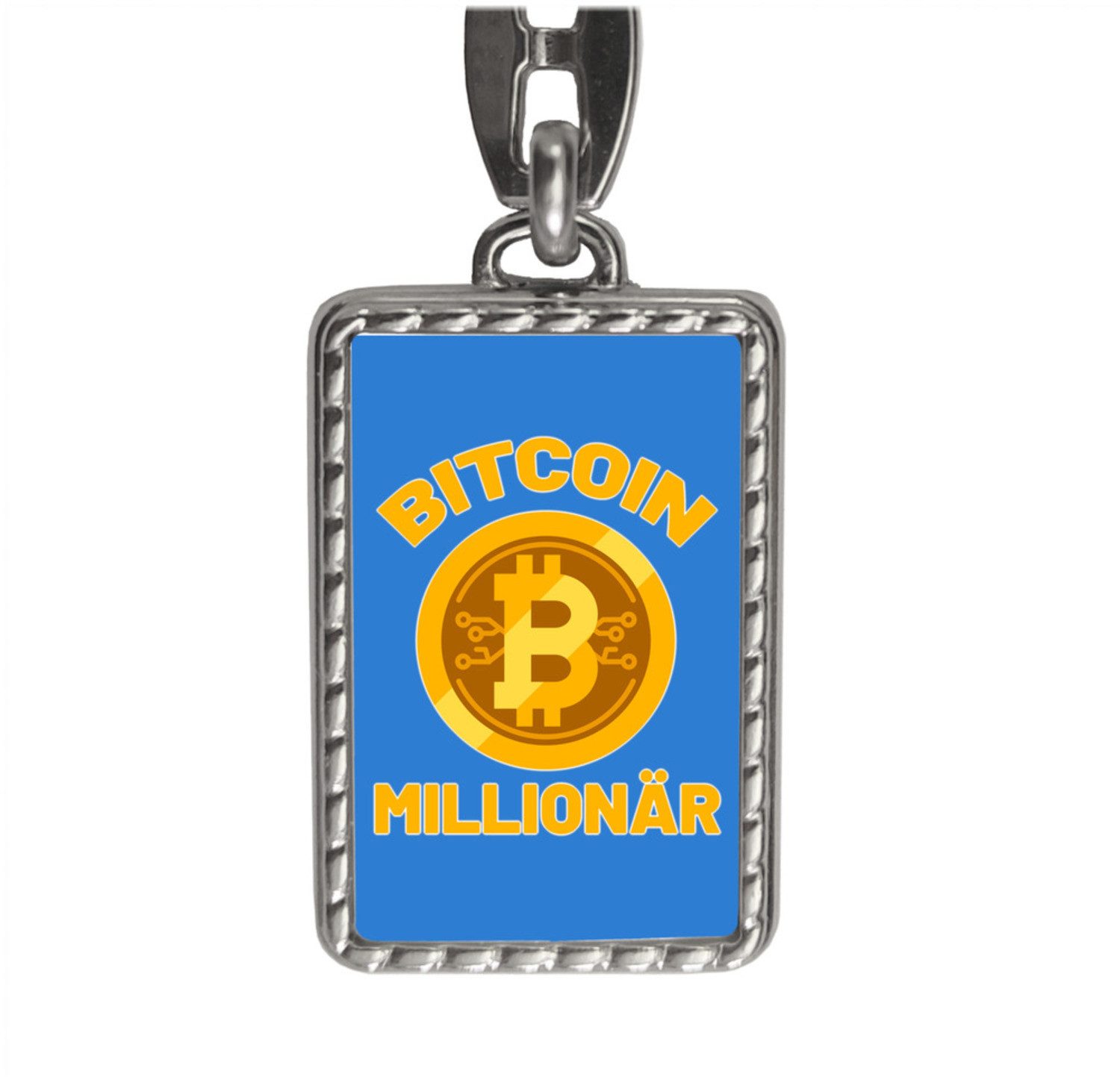 Schlüsselanhänger Bitcoin Millionär Kryptowährung Schlüsselanhänger mit Bordüre in Blau