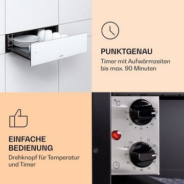 Klarstein Einbau-Wärmeschublade Banquetta Wärmeschublade 410 Watt Thermostat 30-70 °C Timer-Funktion