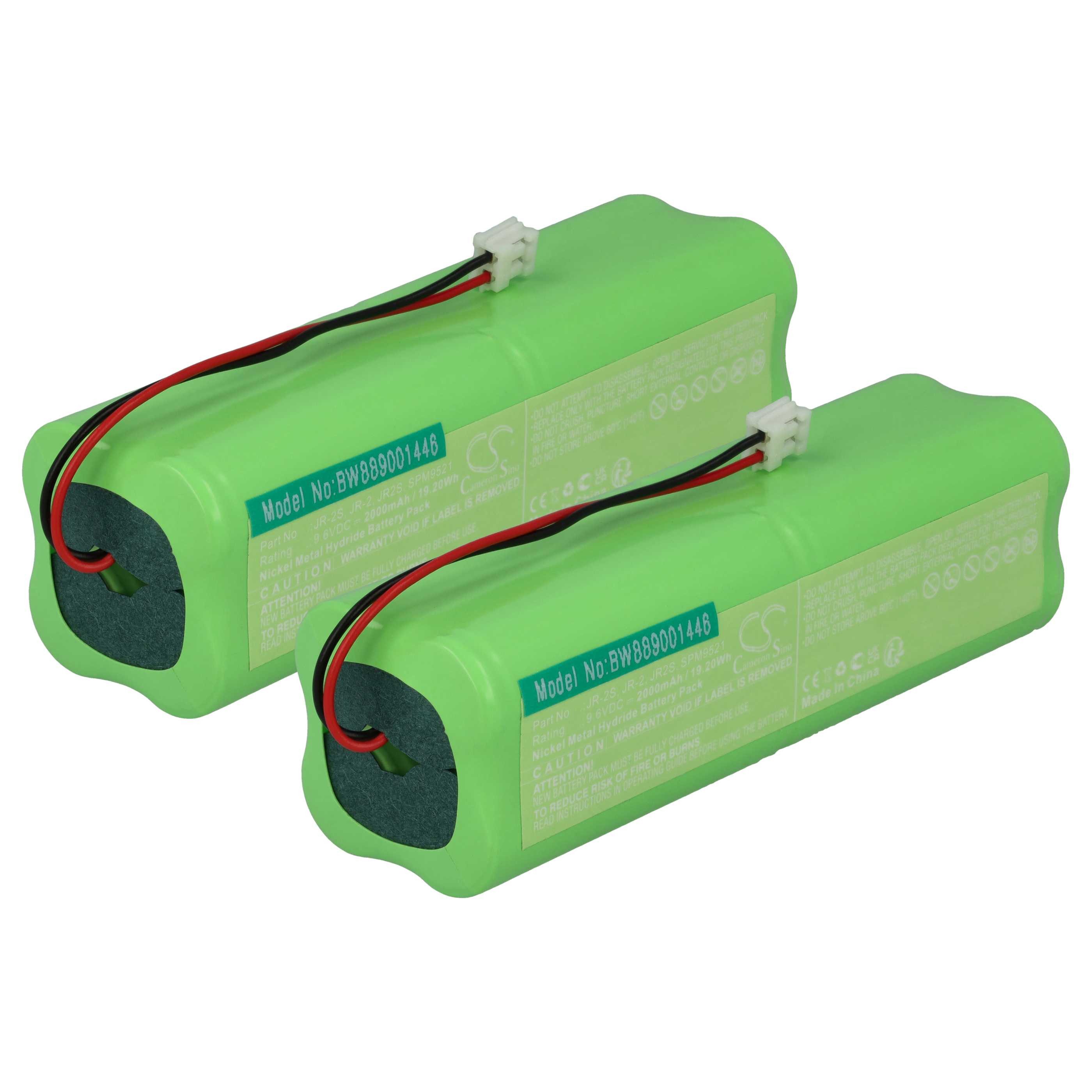 vhbw Akku Ersatz für Spektrum JRPB5011, JR-2, SPM9521, JR-2S, JR-A, JR2, Drohnen-Akku Akku NiMH 2000 mAh (9,6 V, 2 St), Leistungsfähige Austausch-Akkus für den Controller Ihrer Drohne
