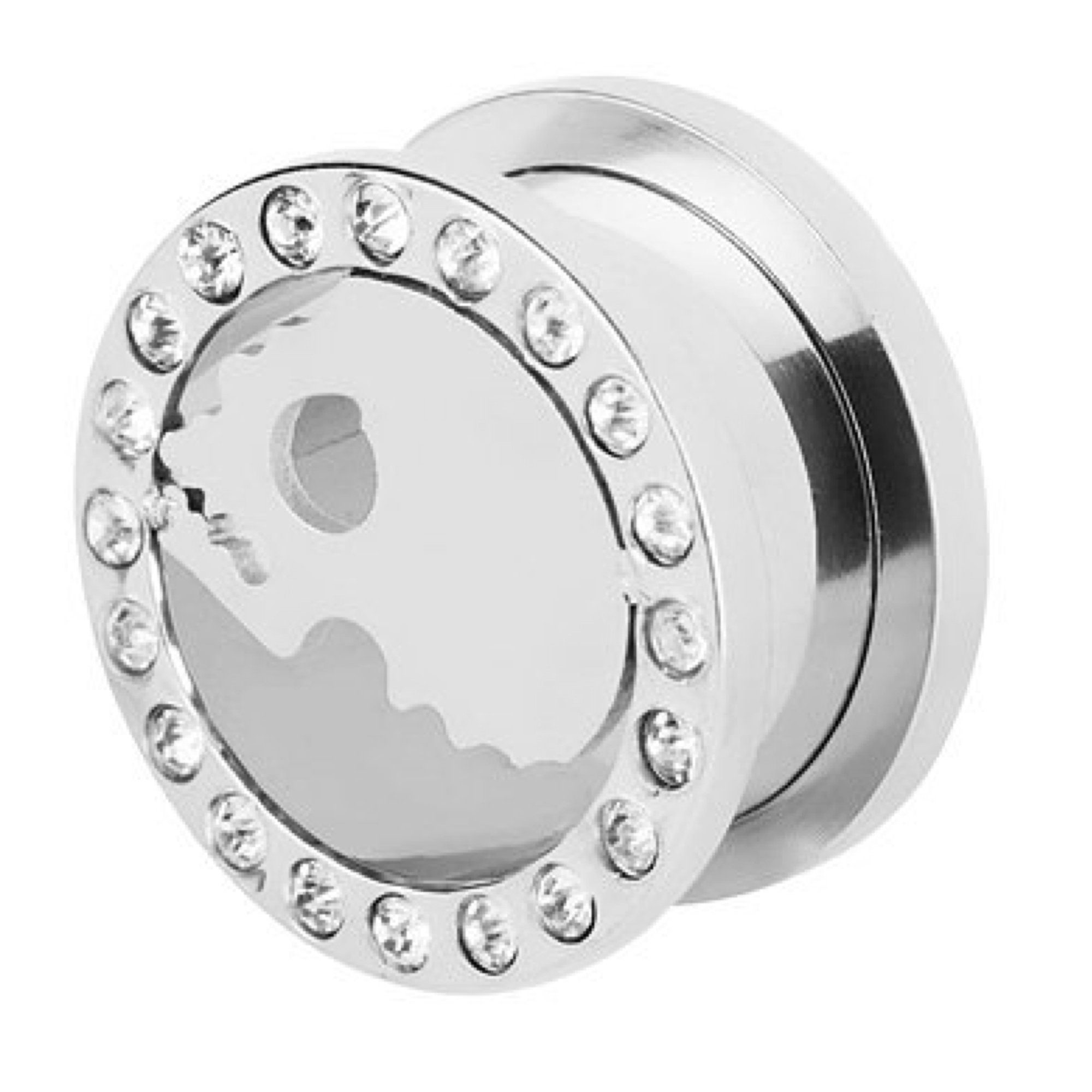 Plug Tunnel Piercing Silber Farben Totenkopf Kristallen