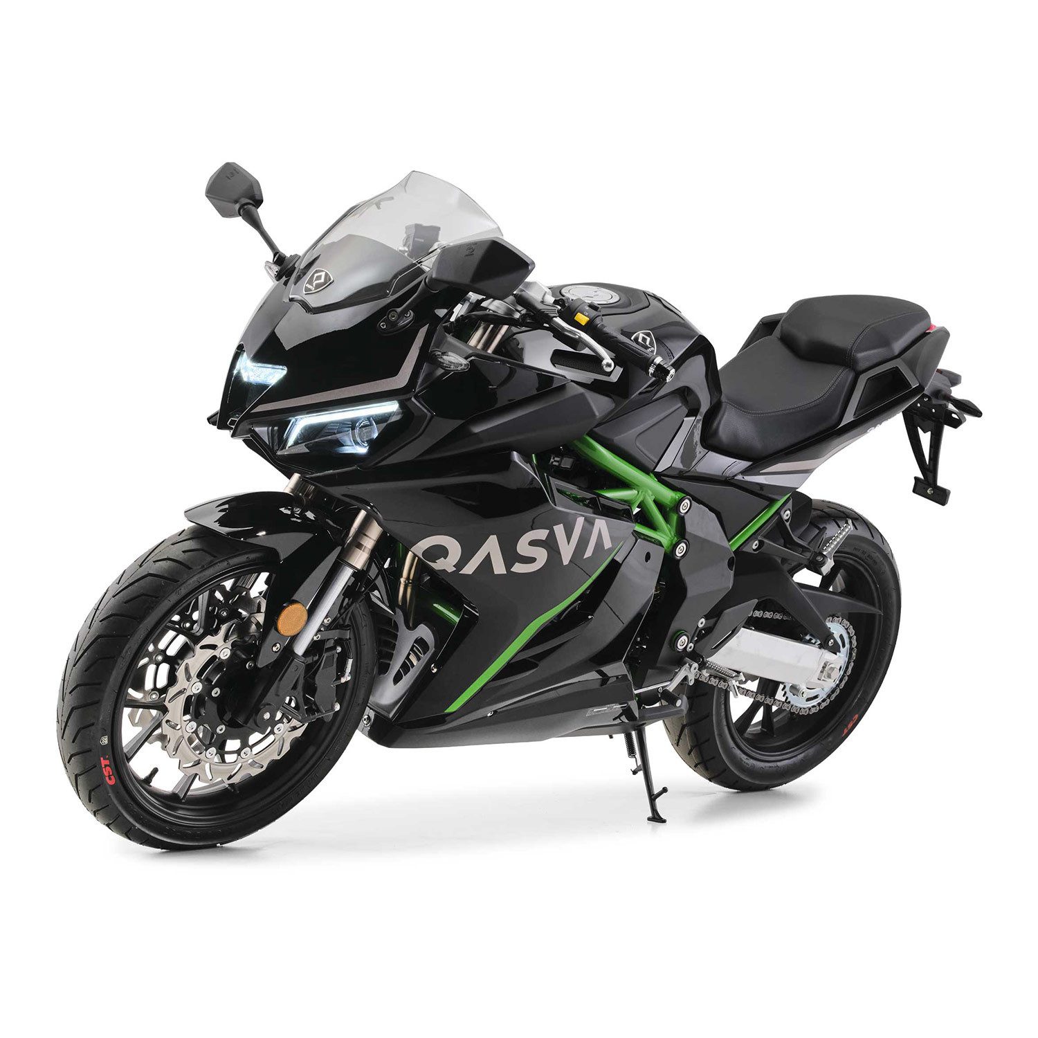 QASVA Motorrad GP ONE Schwarz Neon, 124 ccm, 95 km/h, Euro 5+, ABS, 10,6 kW, 14,4 PS, 125er Sportler, TFT-Display