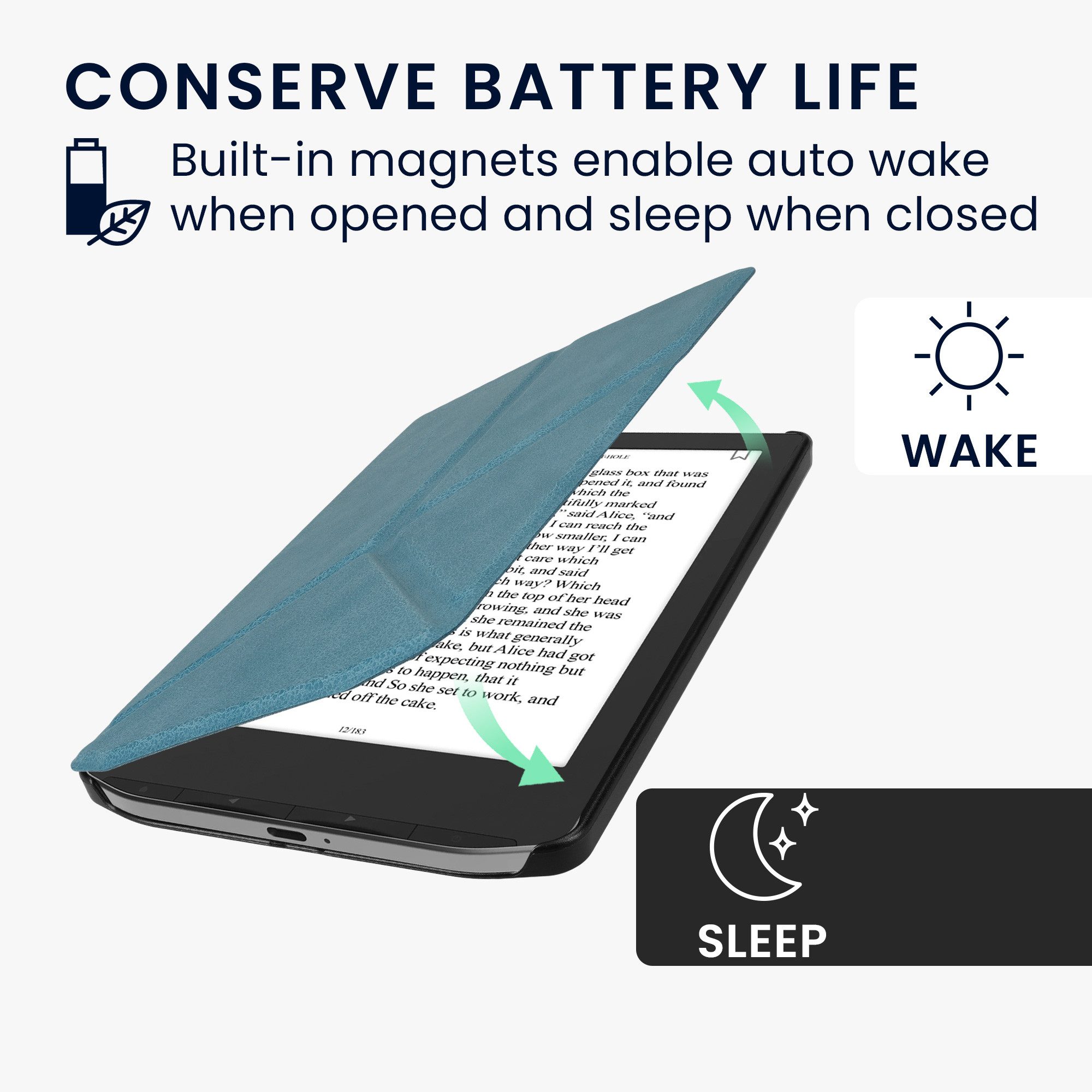 kwmobile E-Reader-Hülle Schutzhülle für Pocketbook Verse / Verse Lite / Verse Pro / Color, Kunstleder Case - eReader Klapphülle mit Auto Sleep Funktion